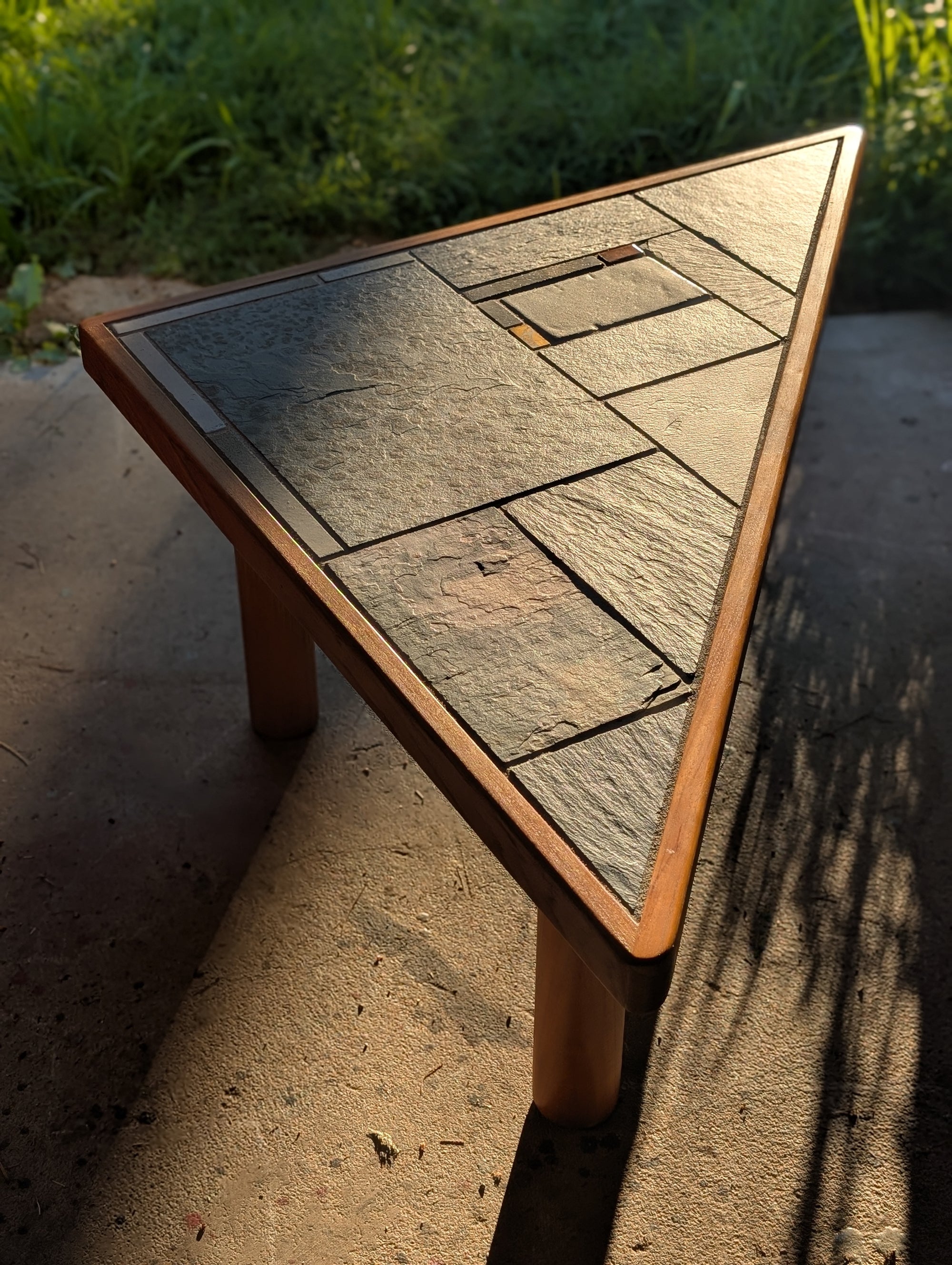 Danish Modern Triangle Slate-Top Teak Table by Sallingboe Jelling