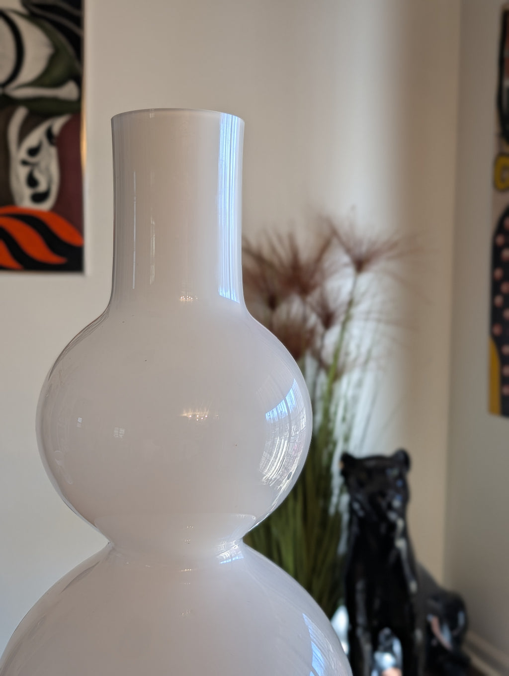 Mid-Century Scandinavian White Lobed Glass Vase