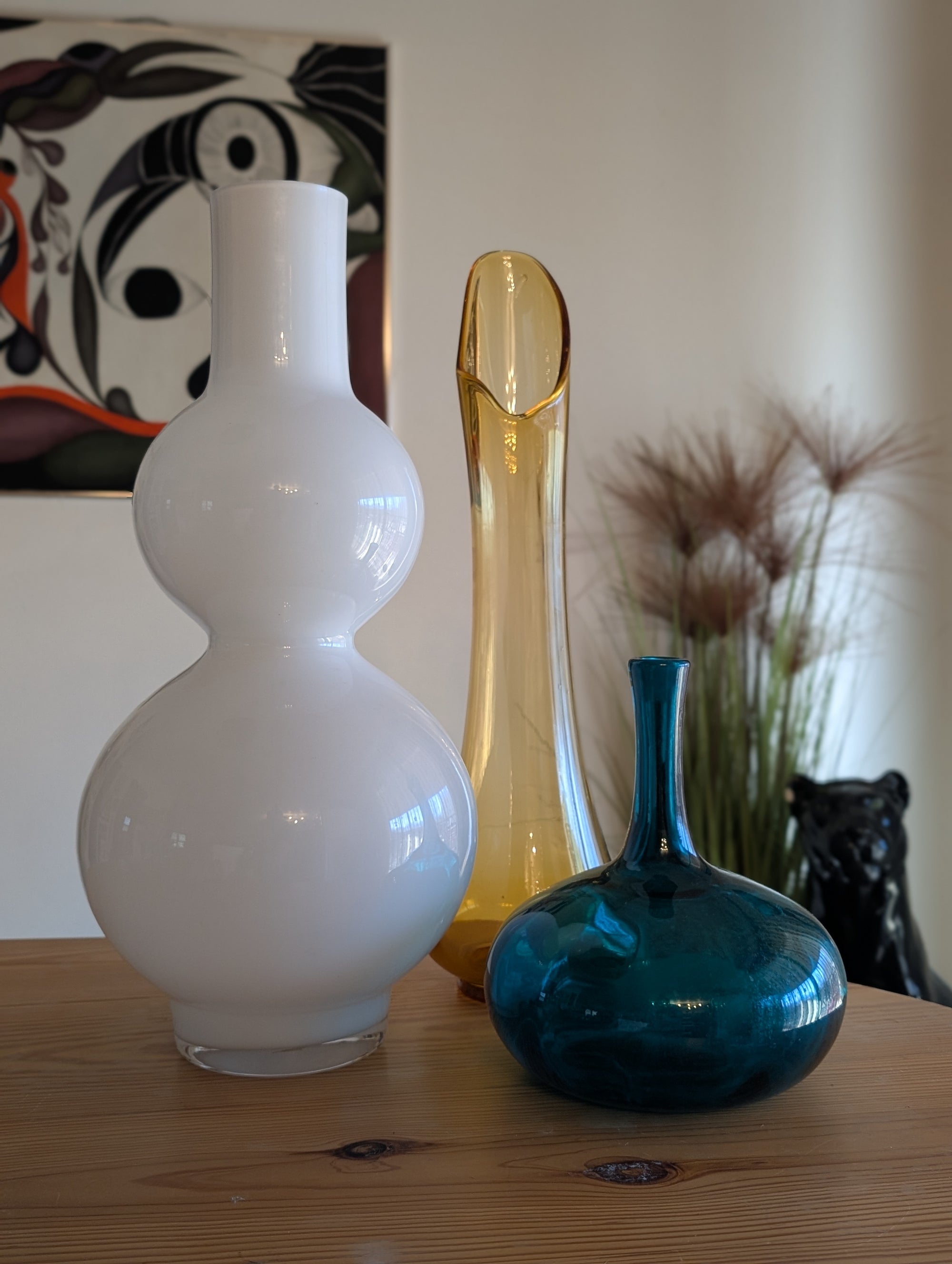 Mid-Century Scandinavian White Lobed Glass Vase