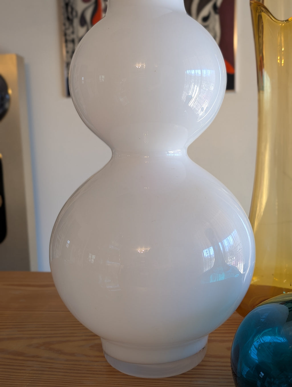 Mid-Century Scandinavian White Lobed Glass Vase