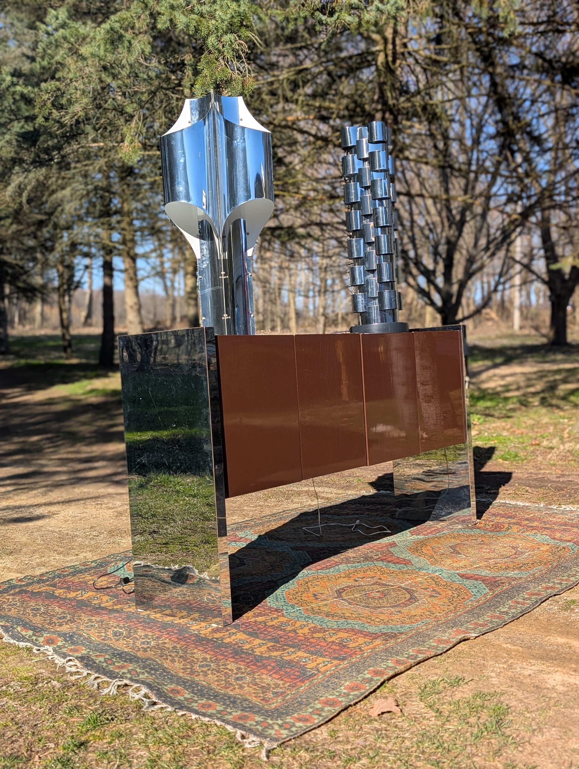 Milo Baughman for Thayer Coggin Chrome and Brown Lacquer Credenza, c. 1970's
