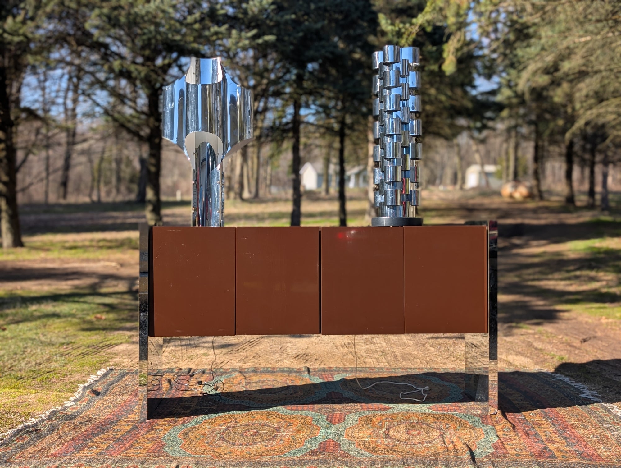 Milo Baughman for Thayer Coggin Chrome and Brown Lacquer Credenza, c. 1970's