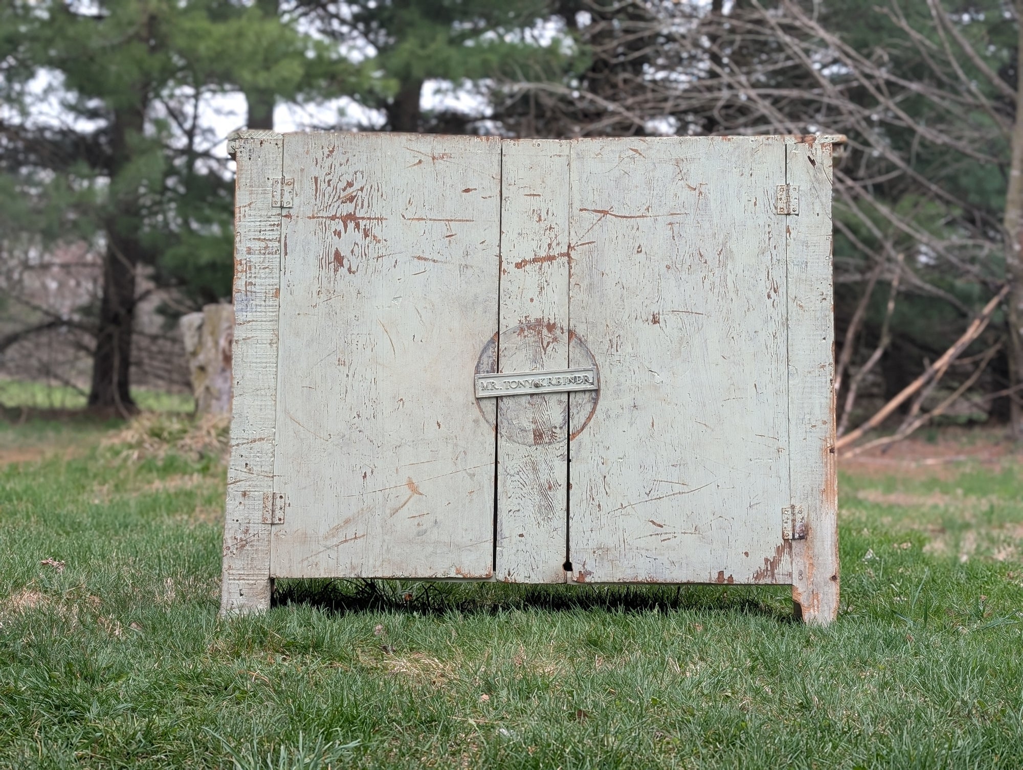 Primitive Mint Green Storage Cabinet