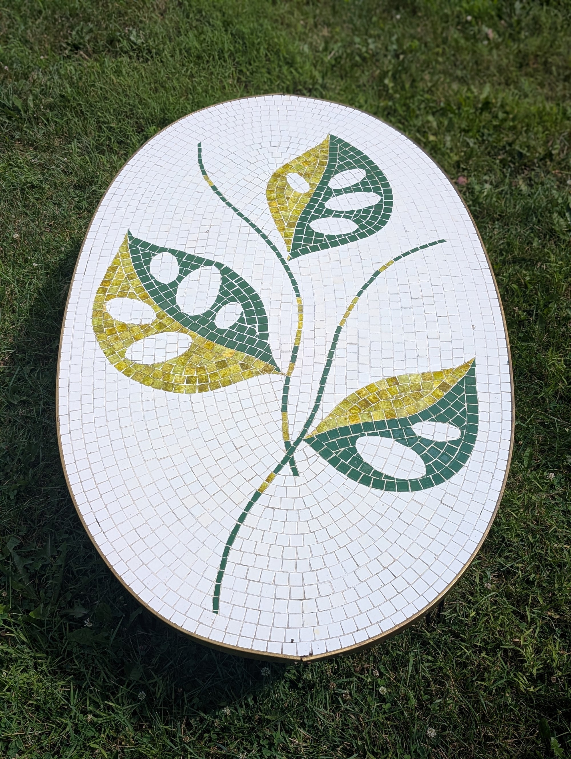 Mid-Century Modern Mosaic Tile Top Coffee Table
