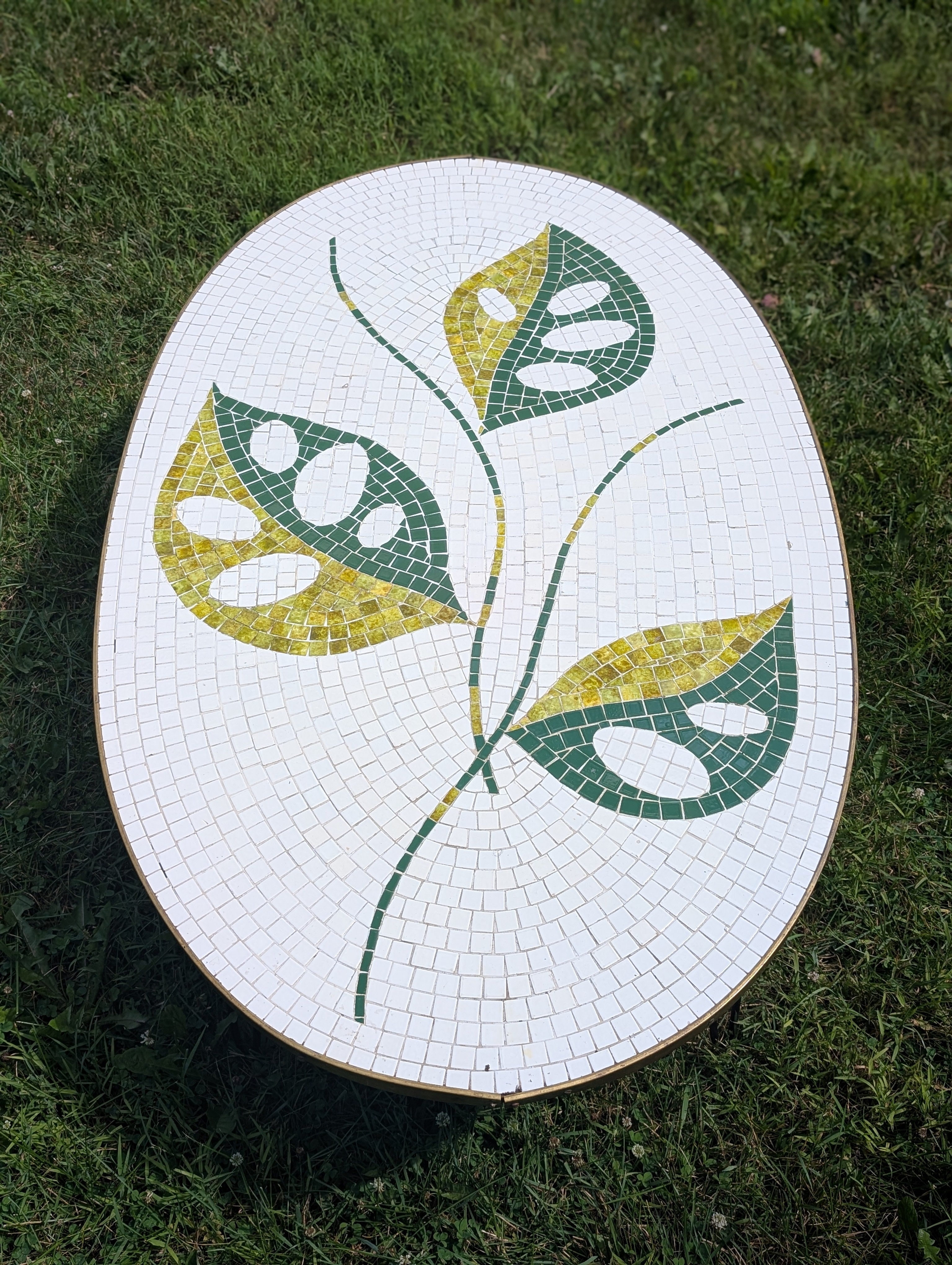 Mid-Century Modern Mosaic Tile Top Coffee Table