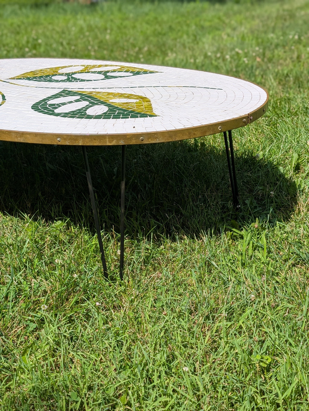 Mid-Century Modern Mosaic Tile Top Coffee Table