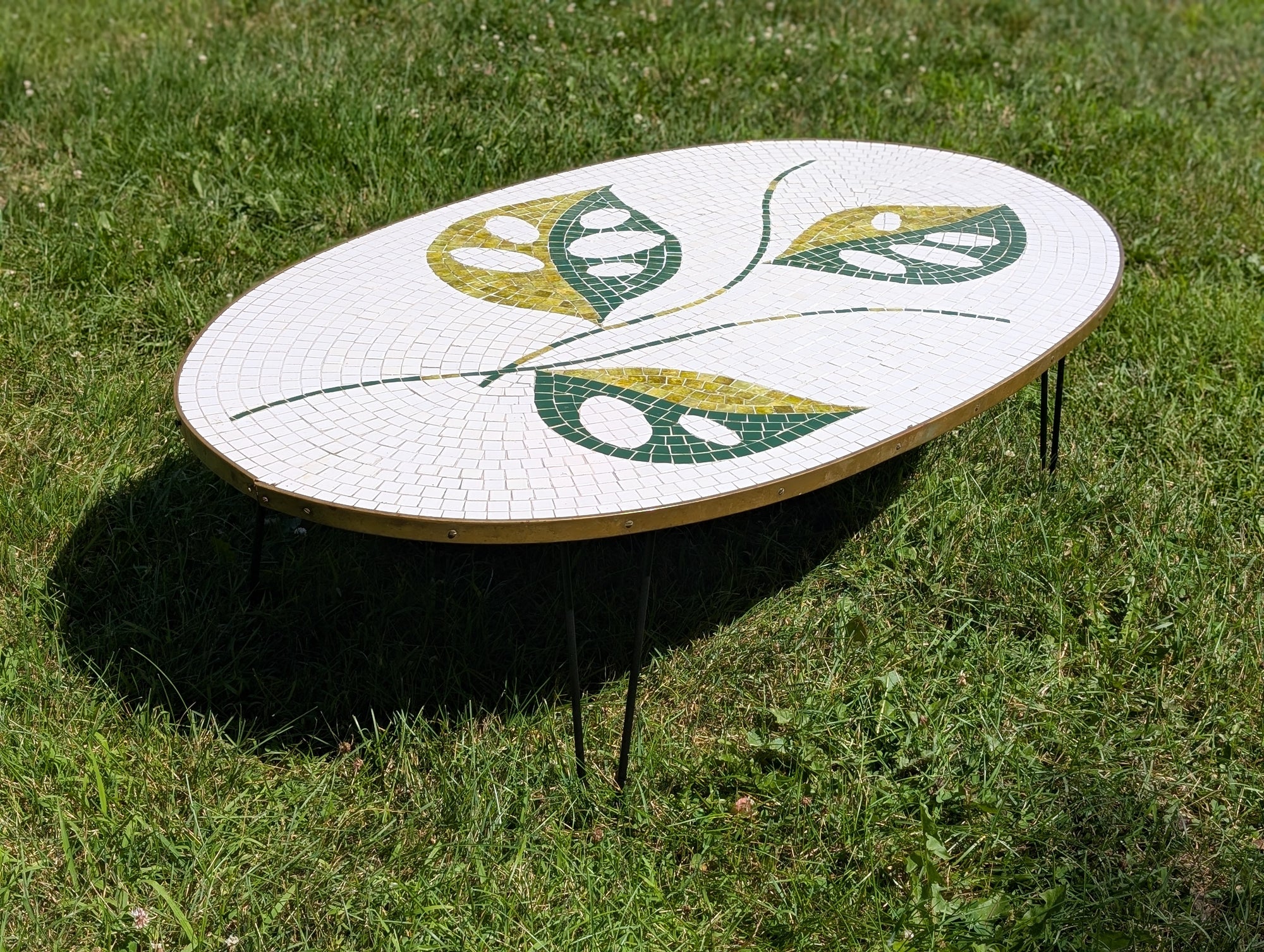 Mid-Century Modern Mosaic Tile Top Coffee Table