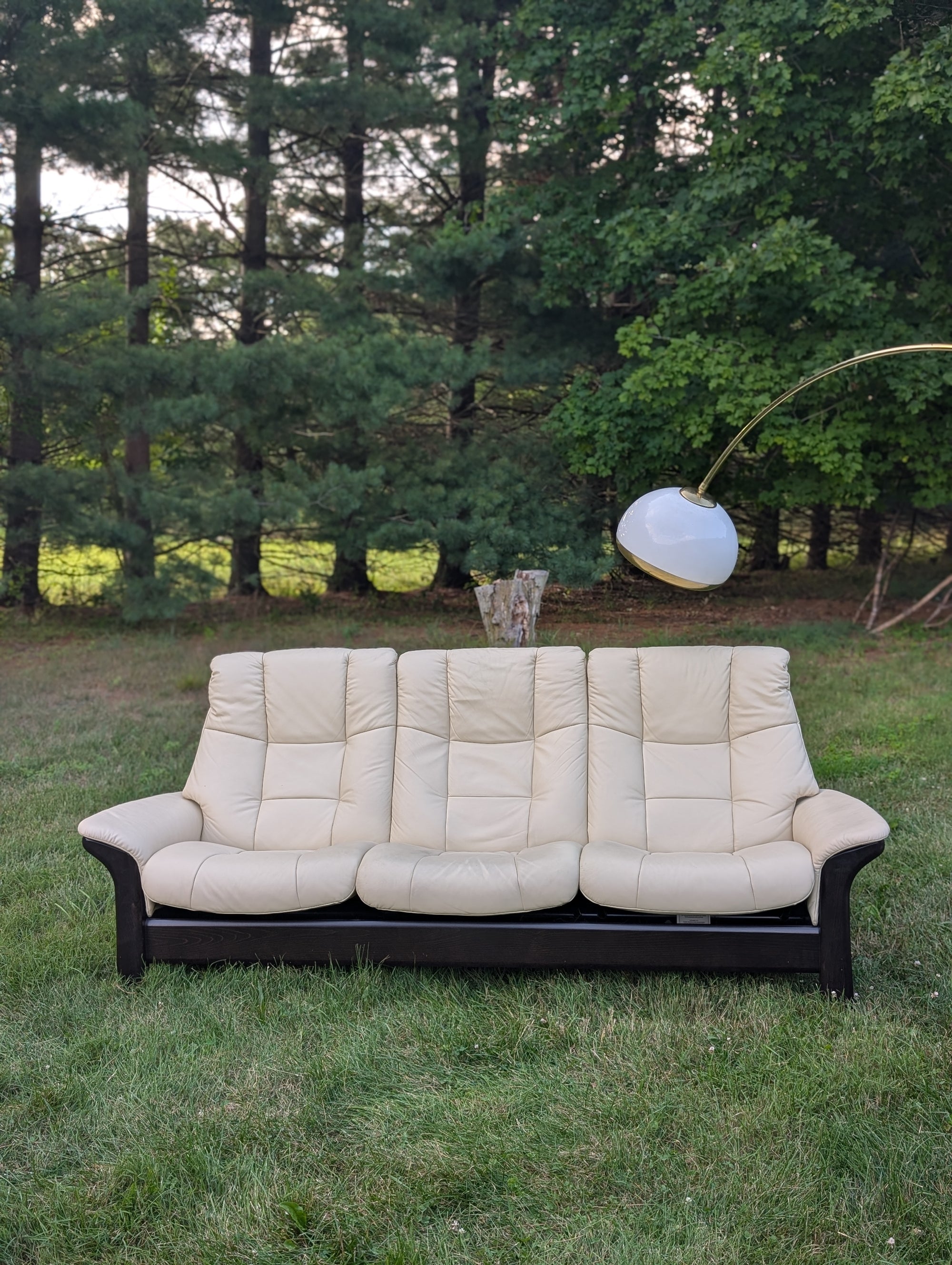3-seater Leather and Wood Reclining Windsor Stressless Sofa by Ekornes