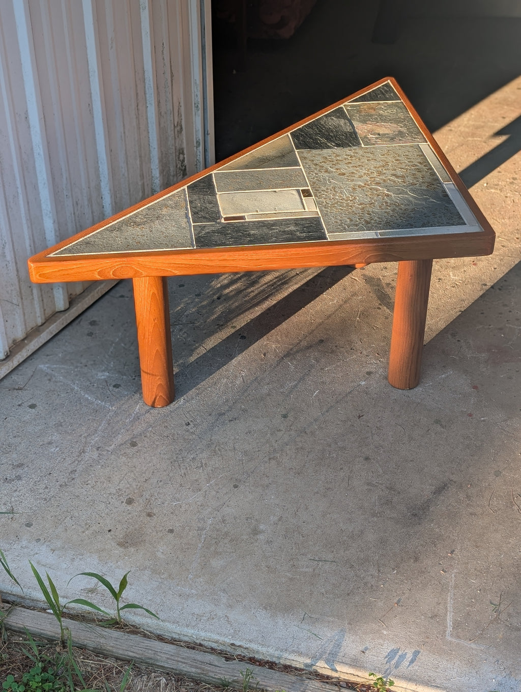 Danish Modern Triangle Slate-Top Teak Table by Sallingboe Jelling