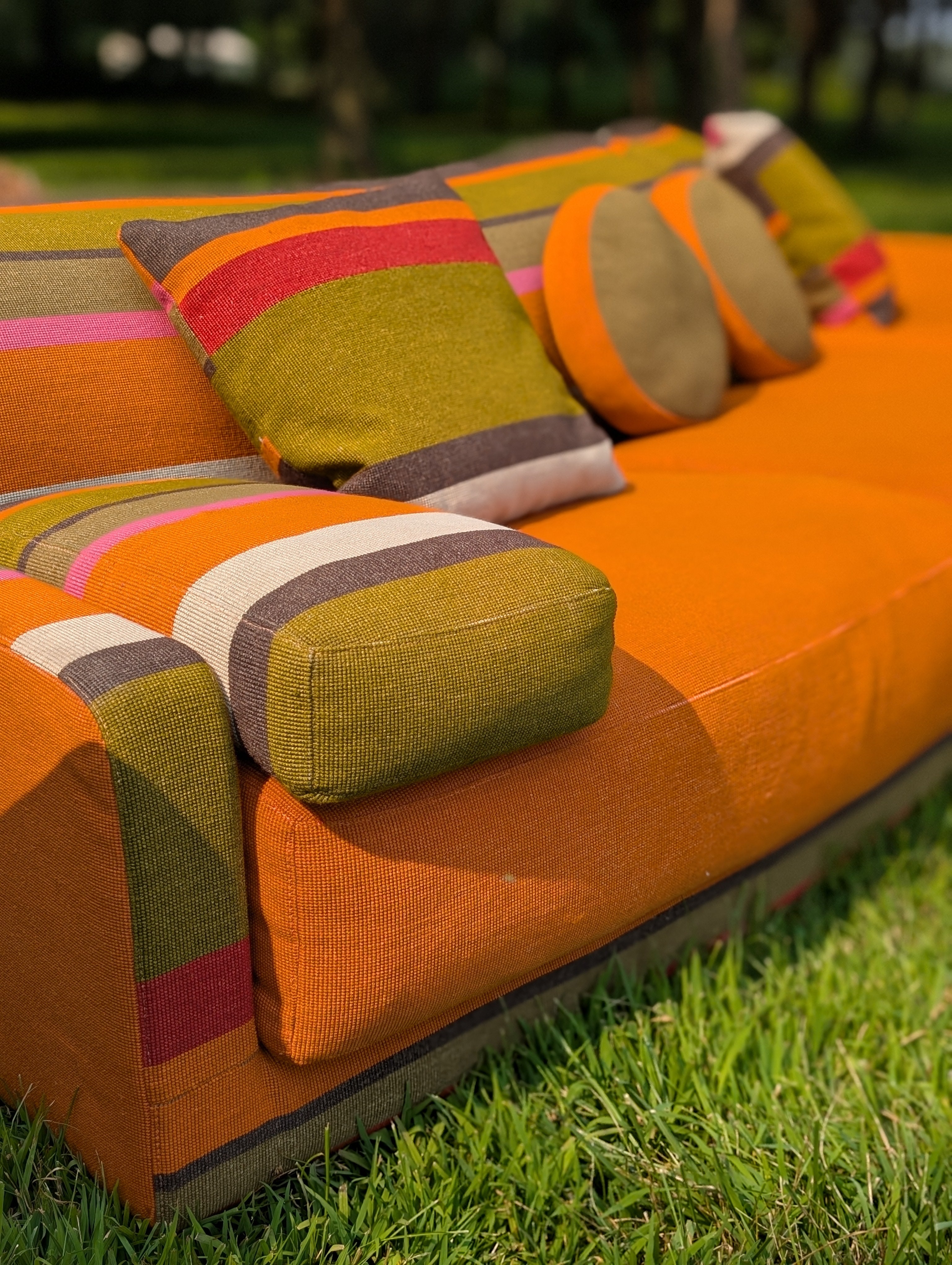 Vladimir Kagan for Preview 2-piece Sectional Sofa in Missoni Home Striped Fabric, circa 1980's