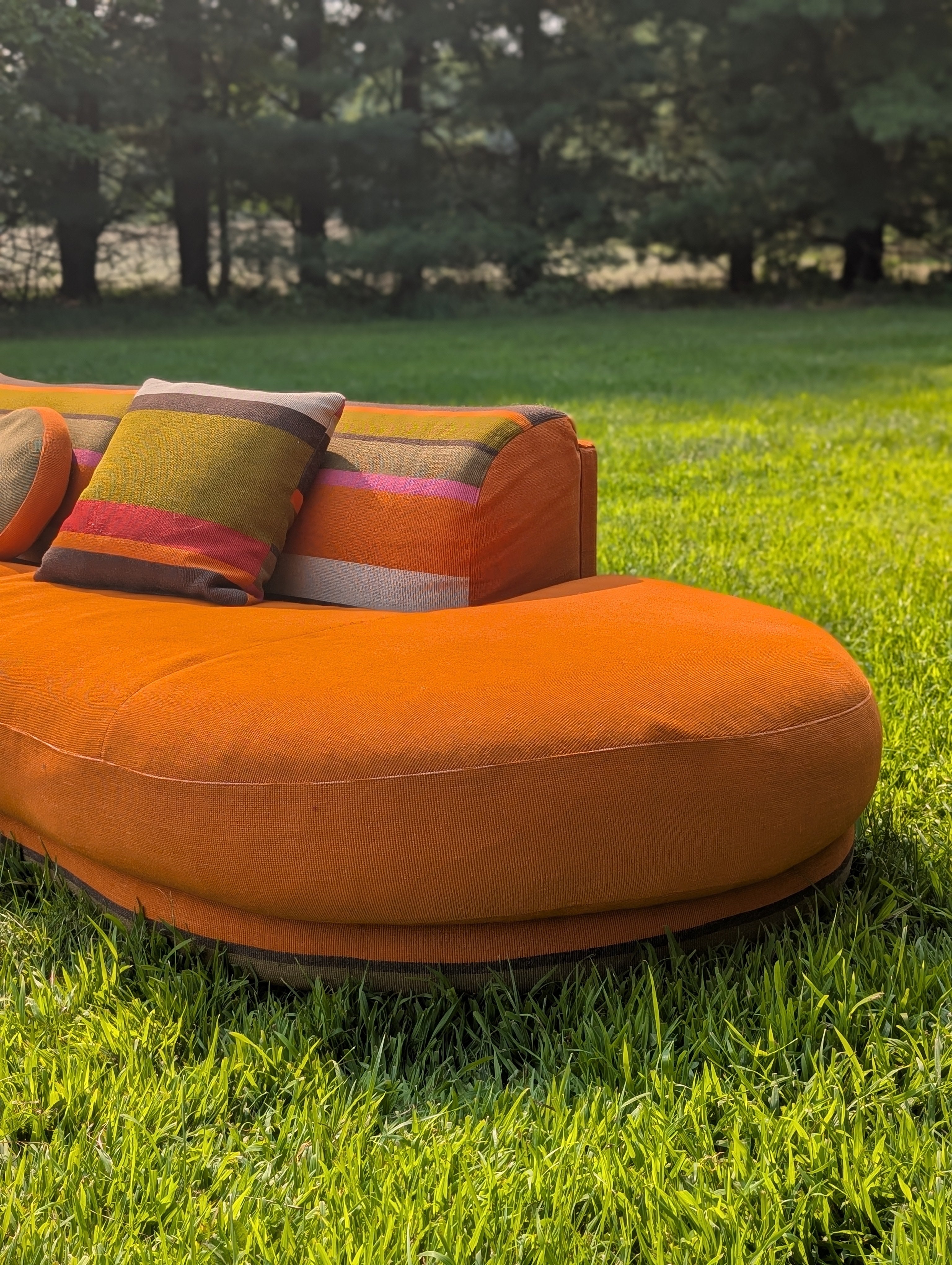 Vladimir Kagan for Preview 2-piece Sectional Sofa in Missoni Home Striped Fabric, circa 1980's