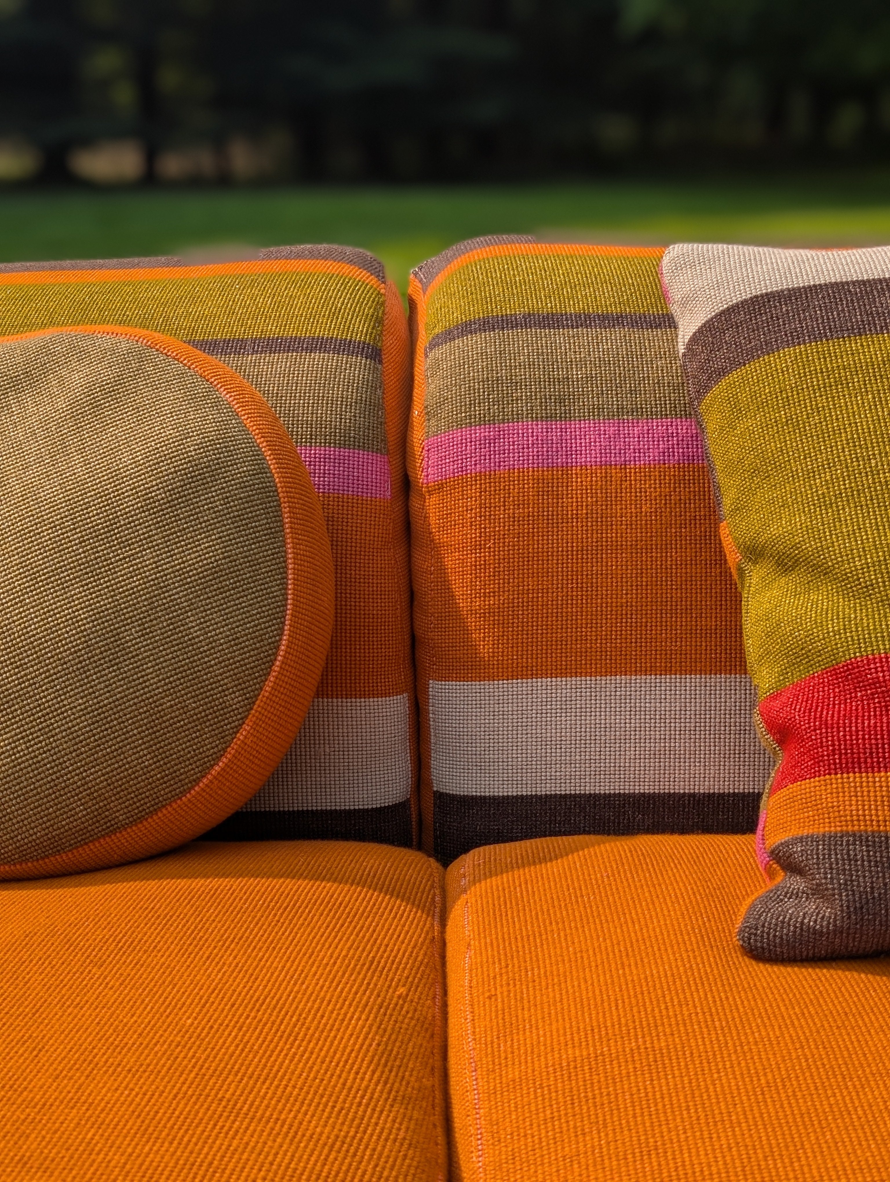 Vladimir Kagan for Preview 2-piece Sectional Sofa in Missoni Home Striped Fabric, circa 1980's