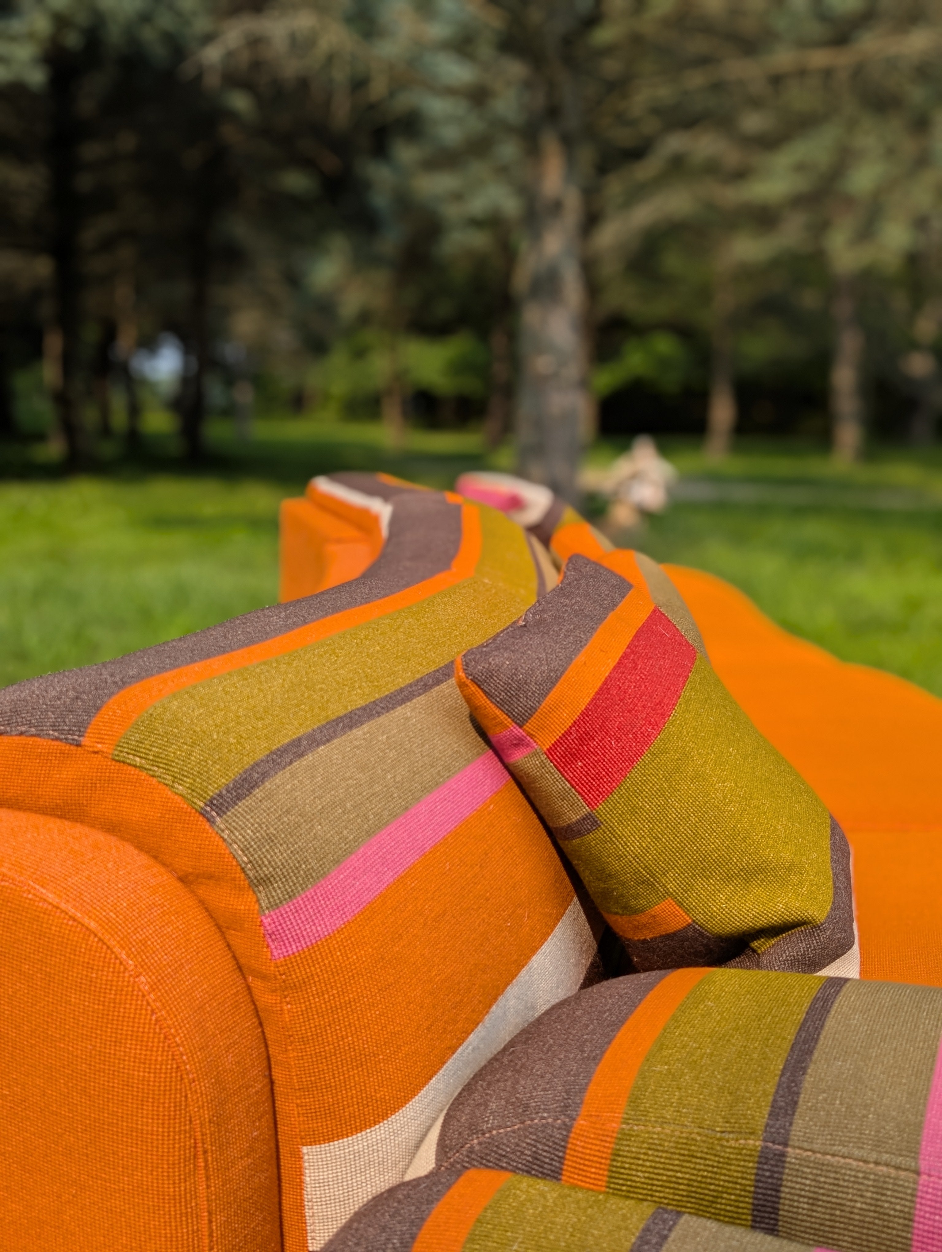 Vladimir Kagan for Preview 2-piece Sectional Sofa in Missoni Home Striped Fabric, circa 1980's