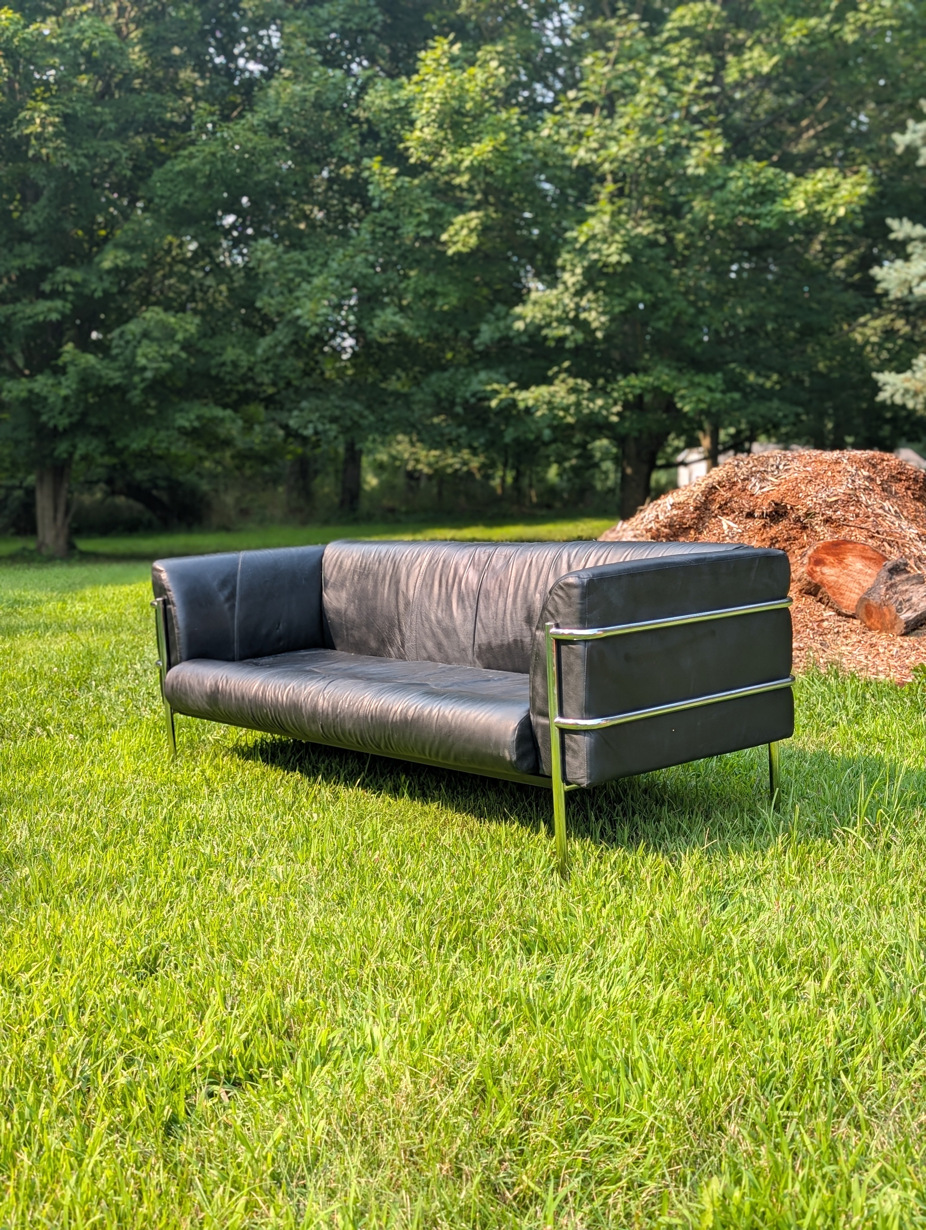 Danish Modern Kebe Bauhaus Leather Sofa, Circa 1970's