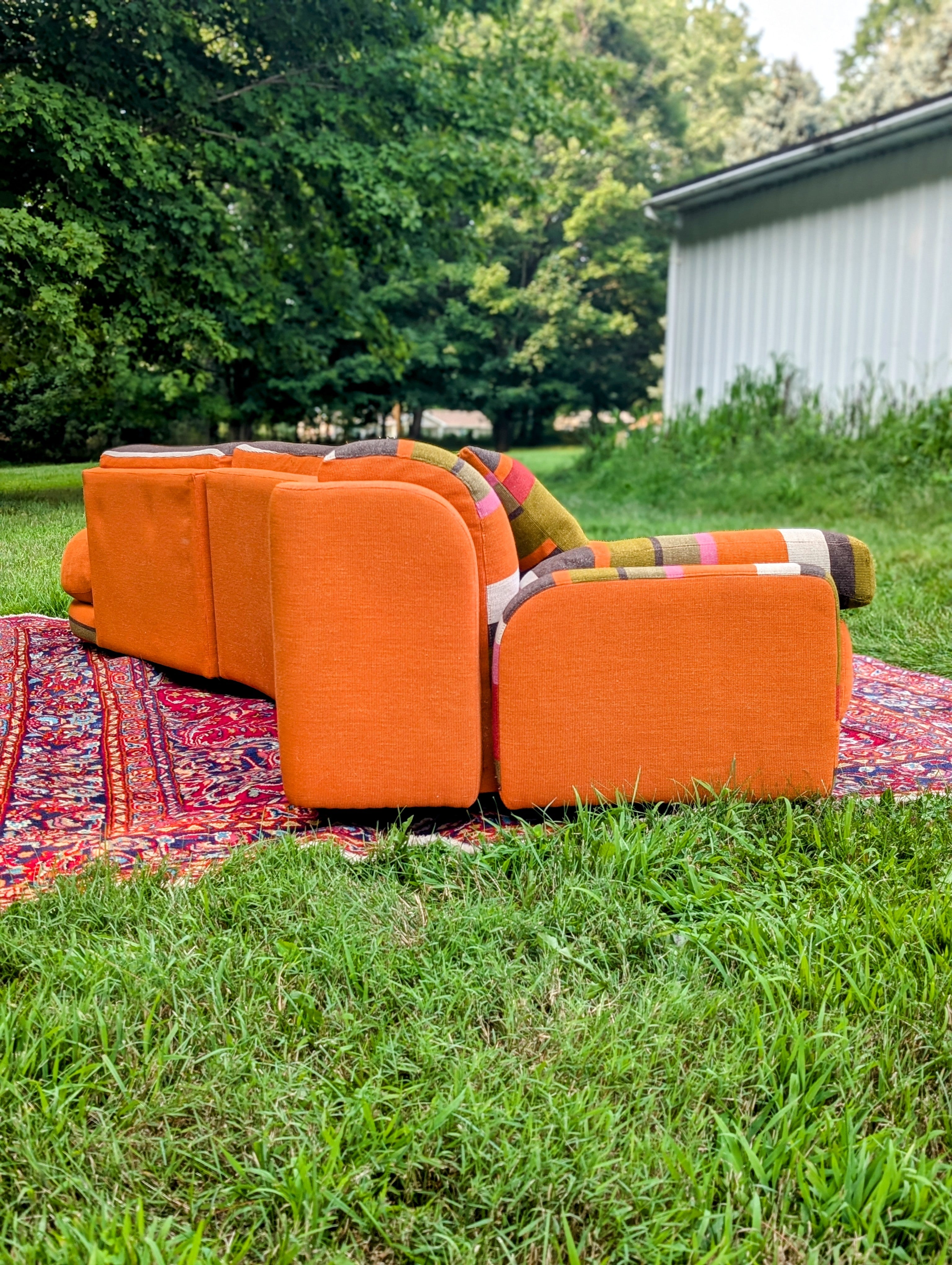 Vladimir Kagan for Preview 2-piece Sectional Sofa in Missoni Home Striped Fabric, circa 1980's