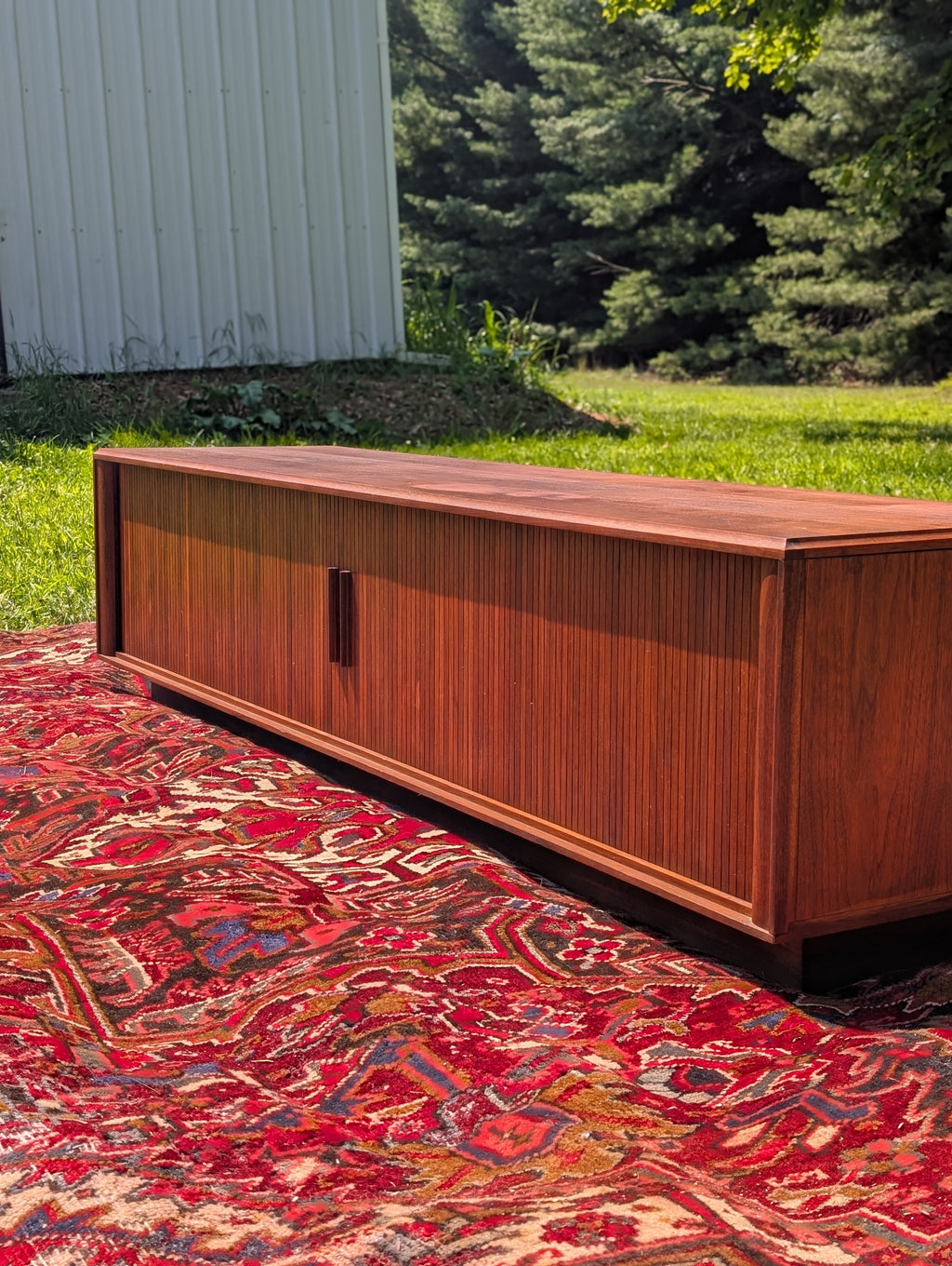 Barzilay Walnut Tambour Door Credenza, circa 1970's