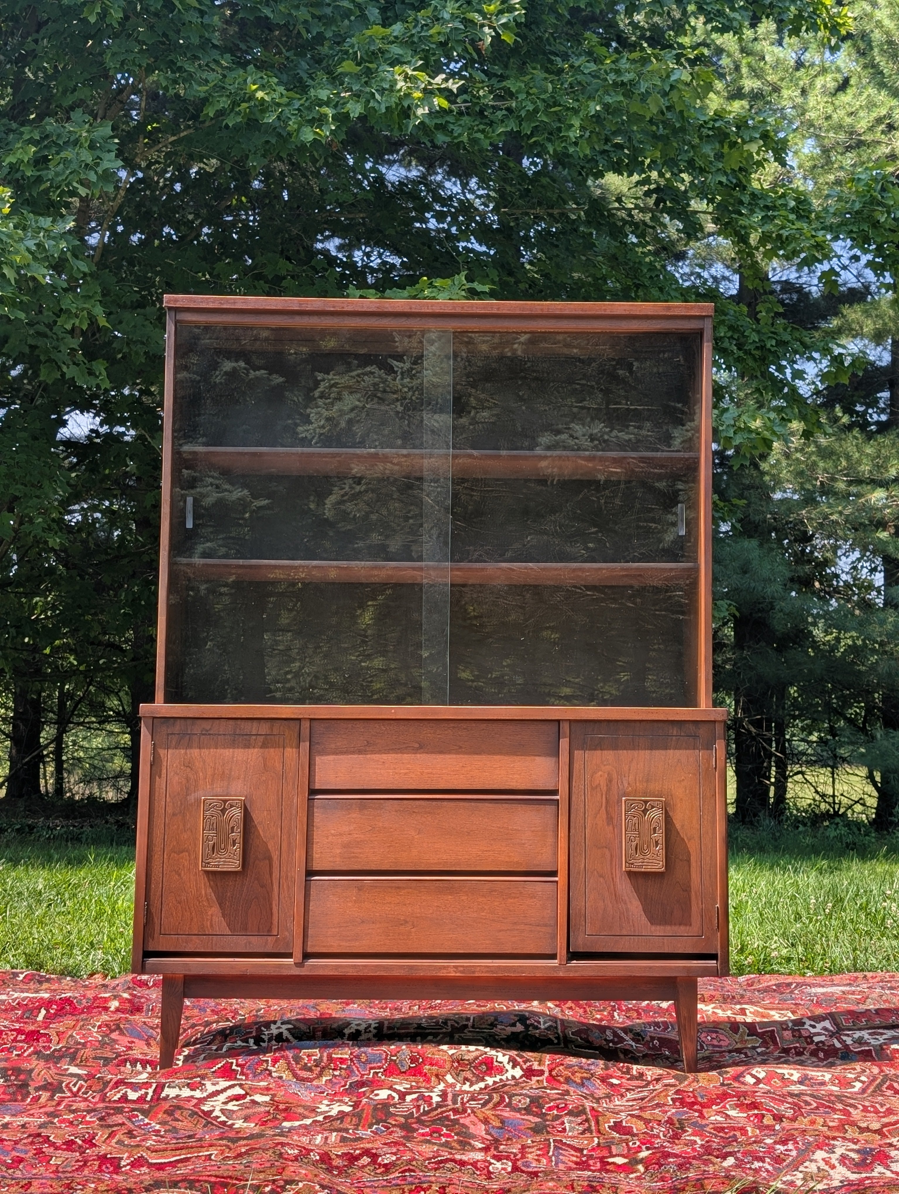 Bassett "Mayan" Walnut Hutch, circa 1960's