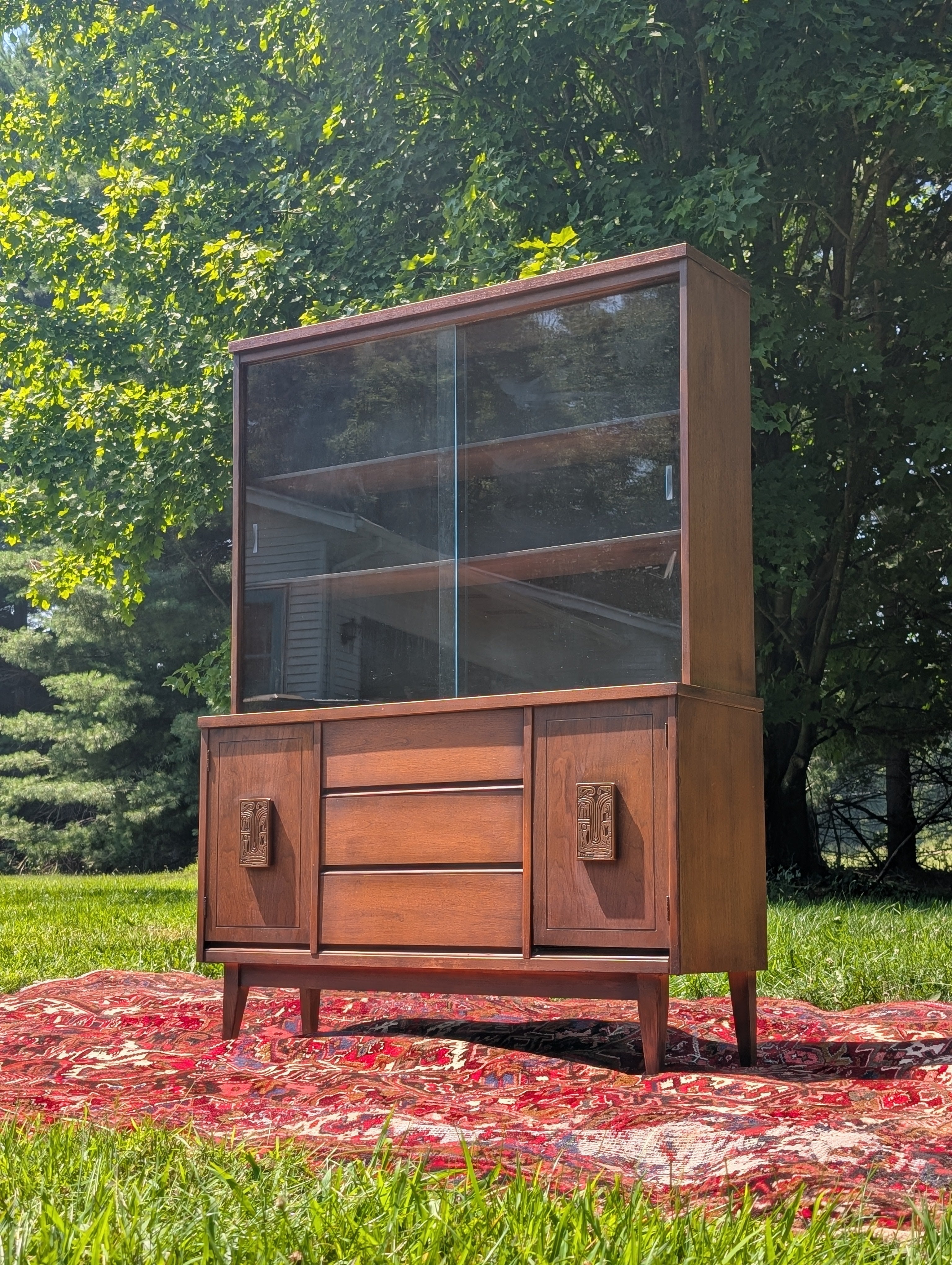 Bassett "Mayan" Walnut Hutch, circa 1960's