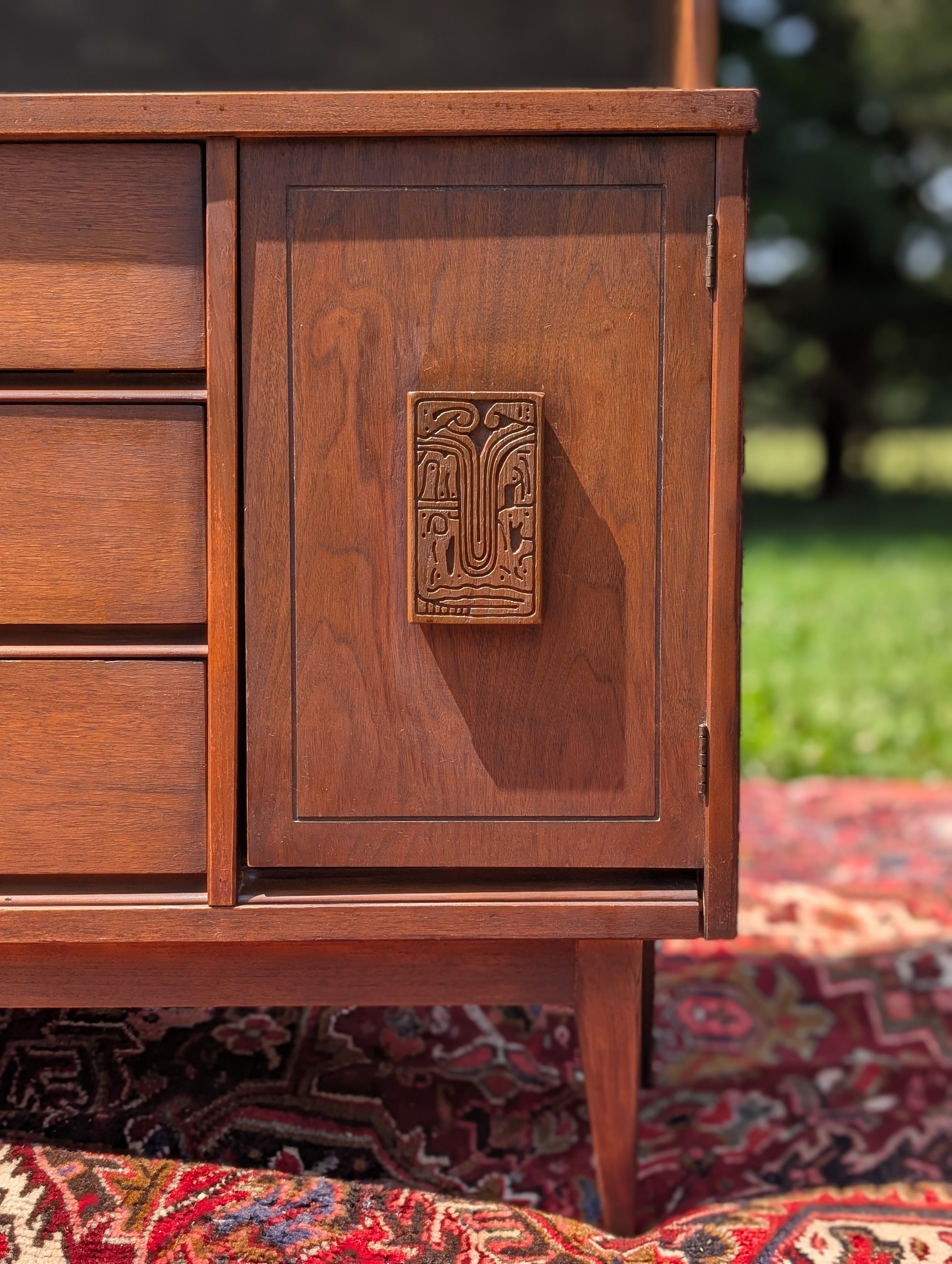 Bassett "Mayan" Walnut Hutch, circa 1960's