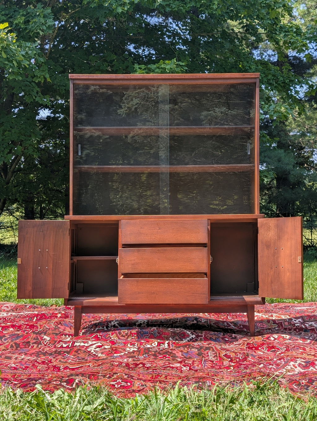 Bassett "Mayan" Walnut Hutch, circa 1960's