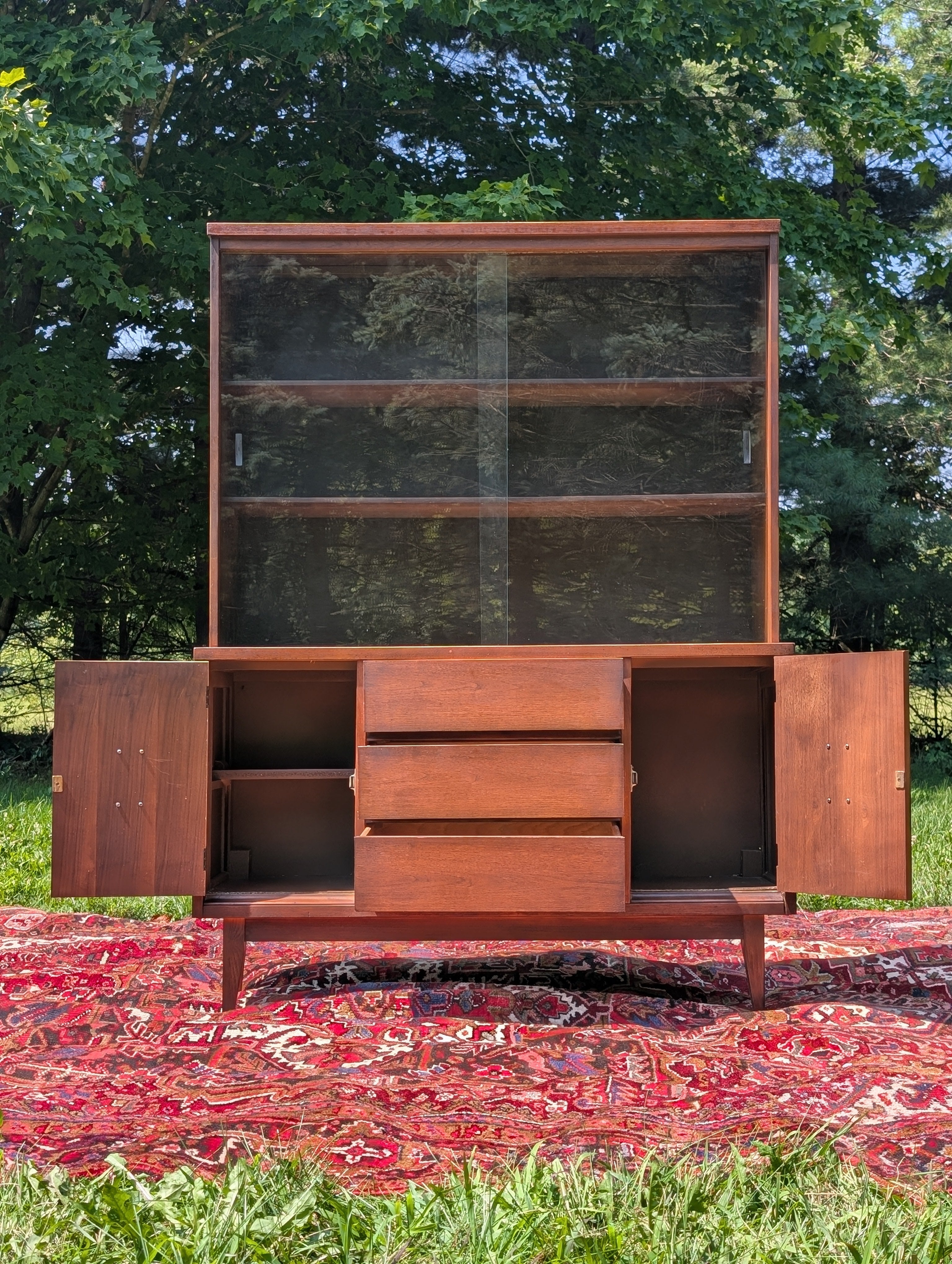 Bassett "Mayan" Walnut Hutch, circa 1960's