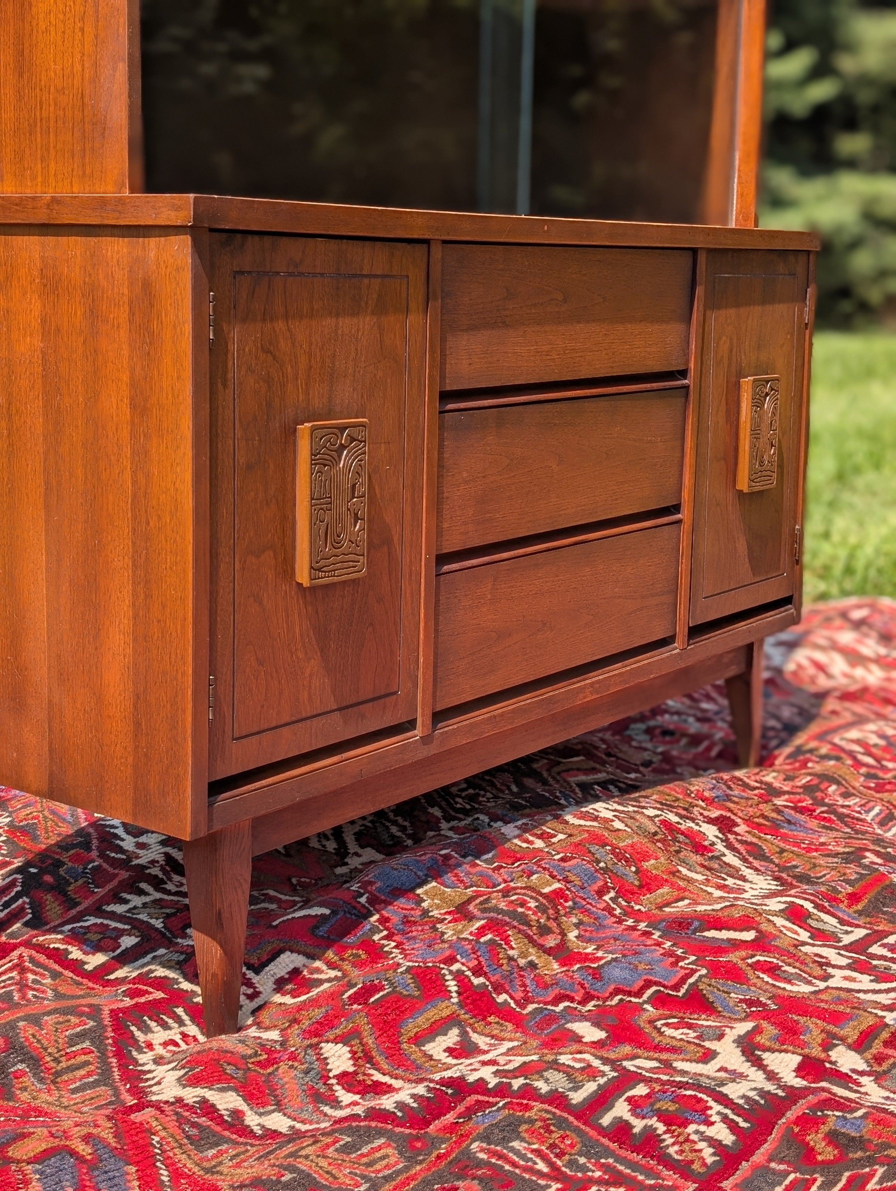 Bassett "Mayan" Walnut Hutch, circa 1960's