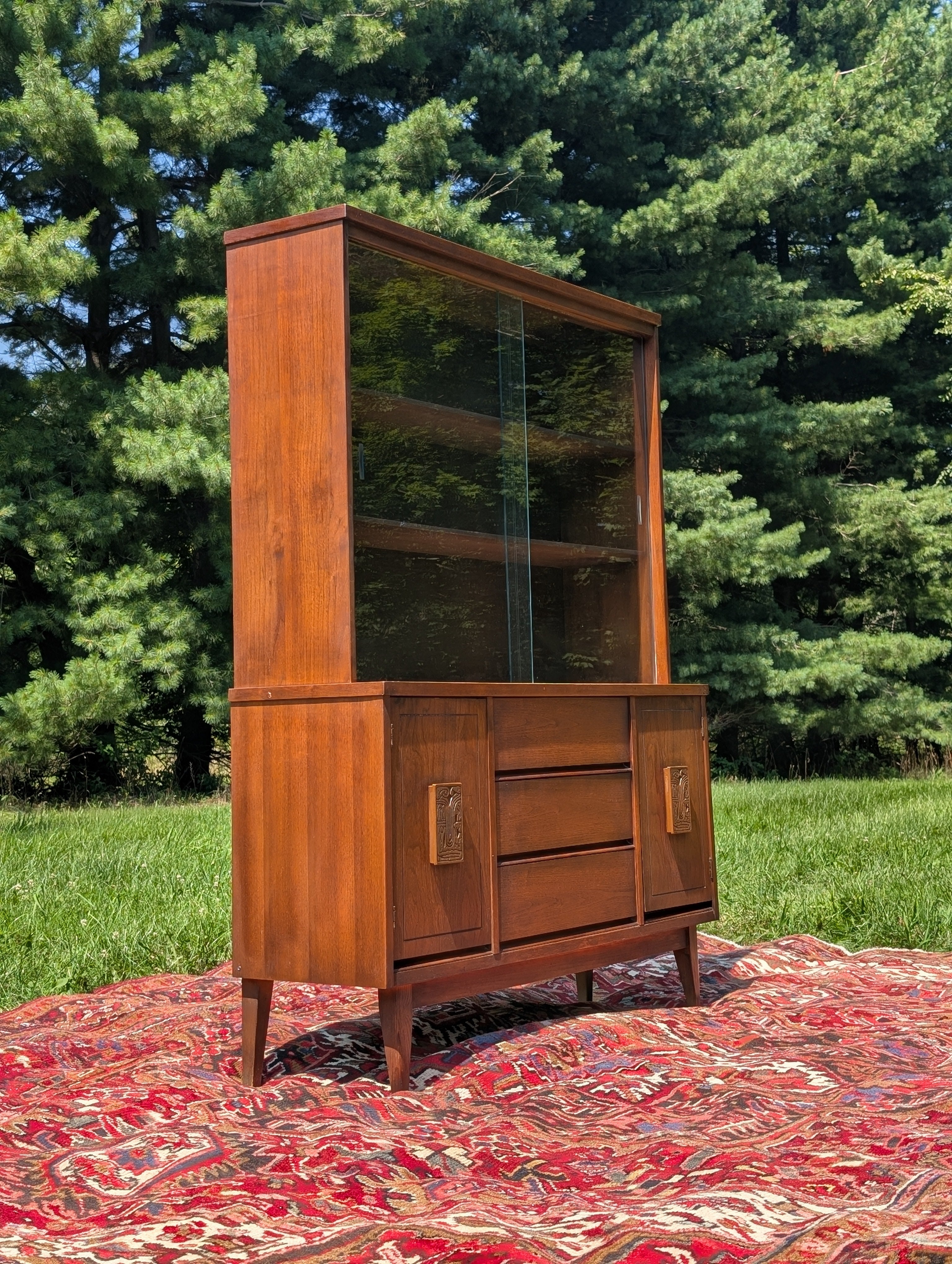 Bassett "Mayan" Walnut Hutch, circa 1960's