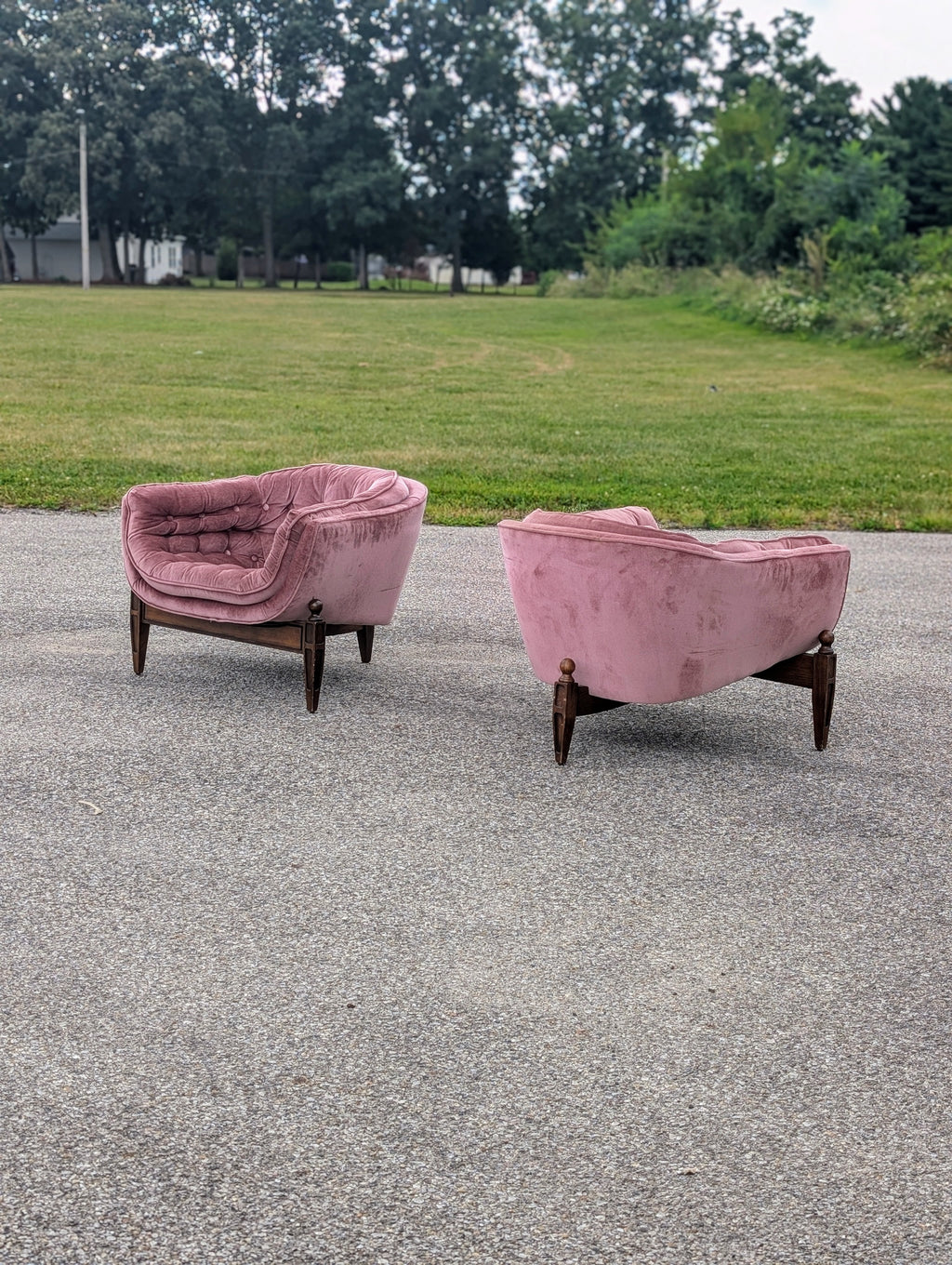Pair of "Lady Arden" Tufted Barrel Chairs by Castro Convertibles