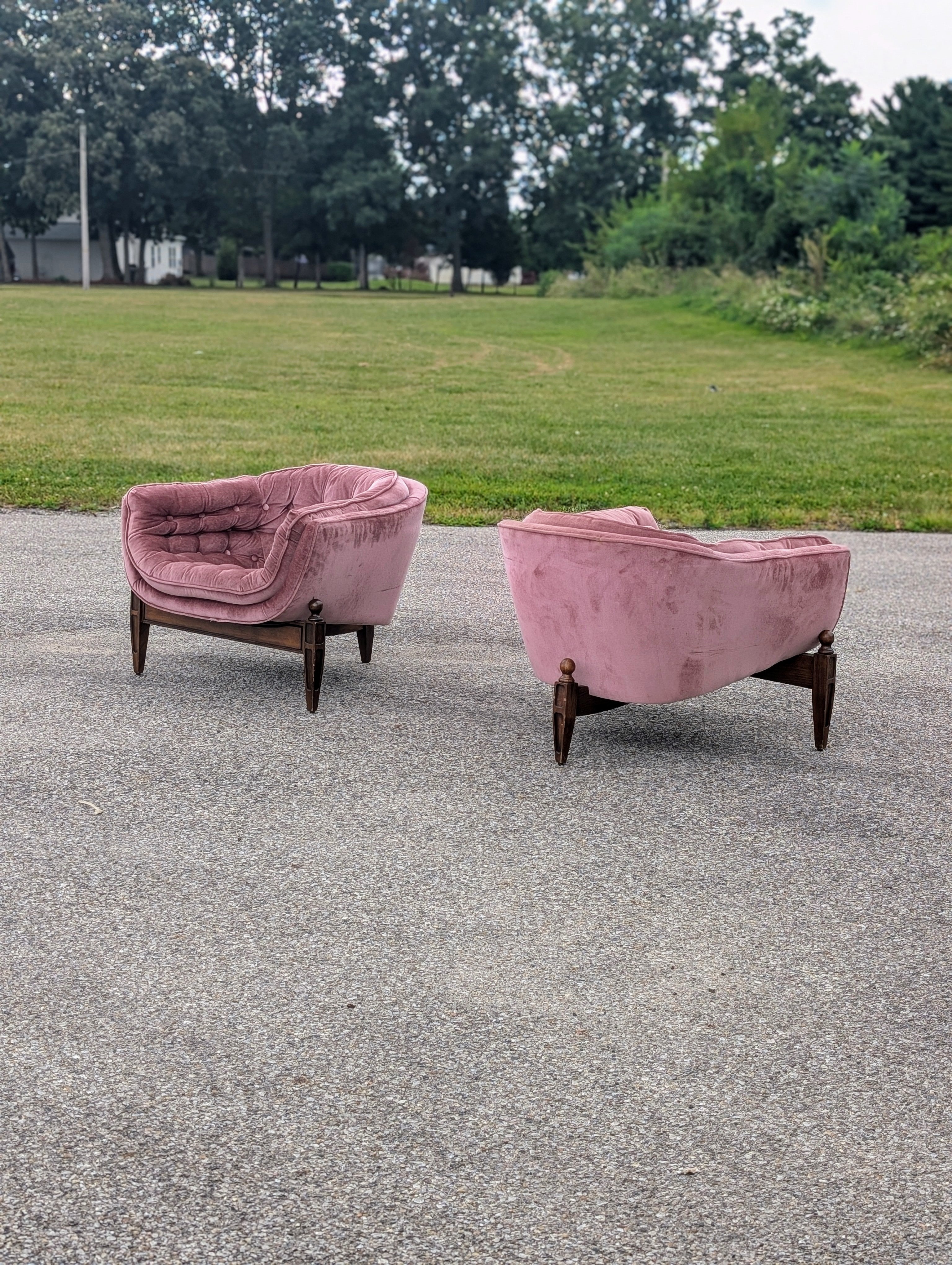 Pair of "Lady Arden" Tufted Barrel Chairs by Castro Convertibles