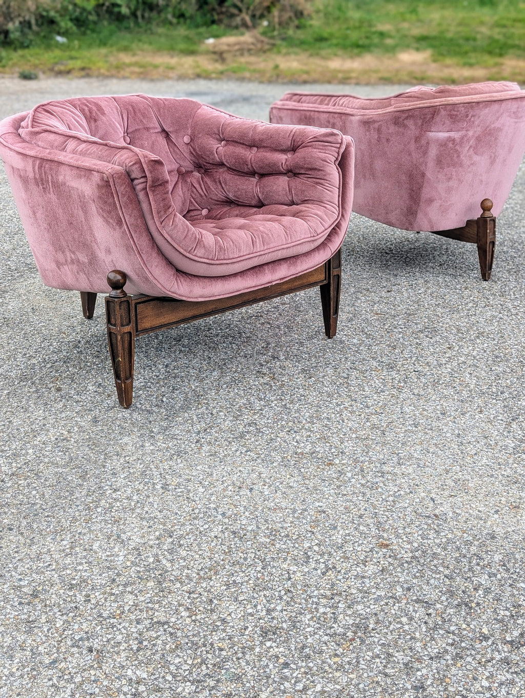 Pair of "Lady Arden" Tufted Barrel Chairs by Castro Convertibles