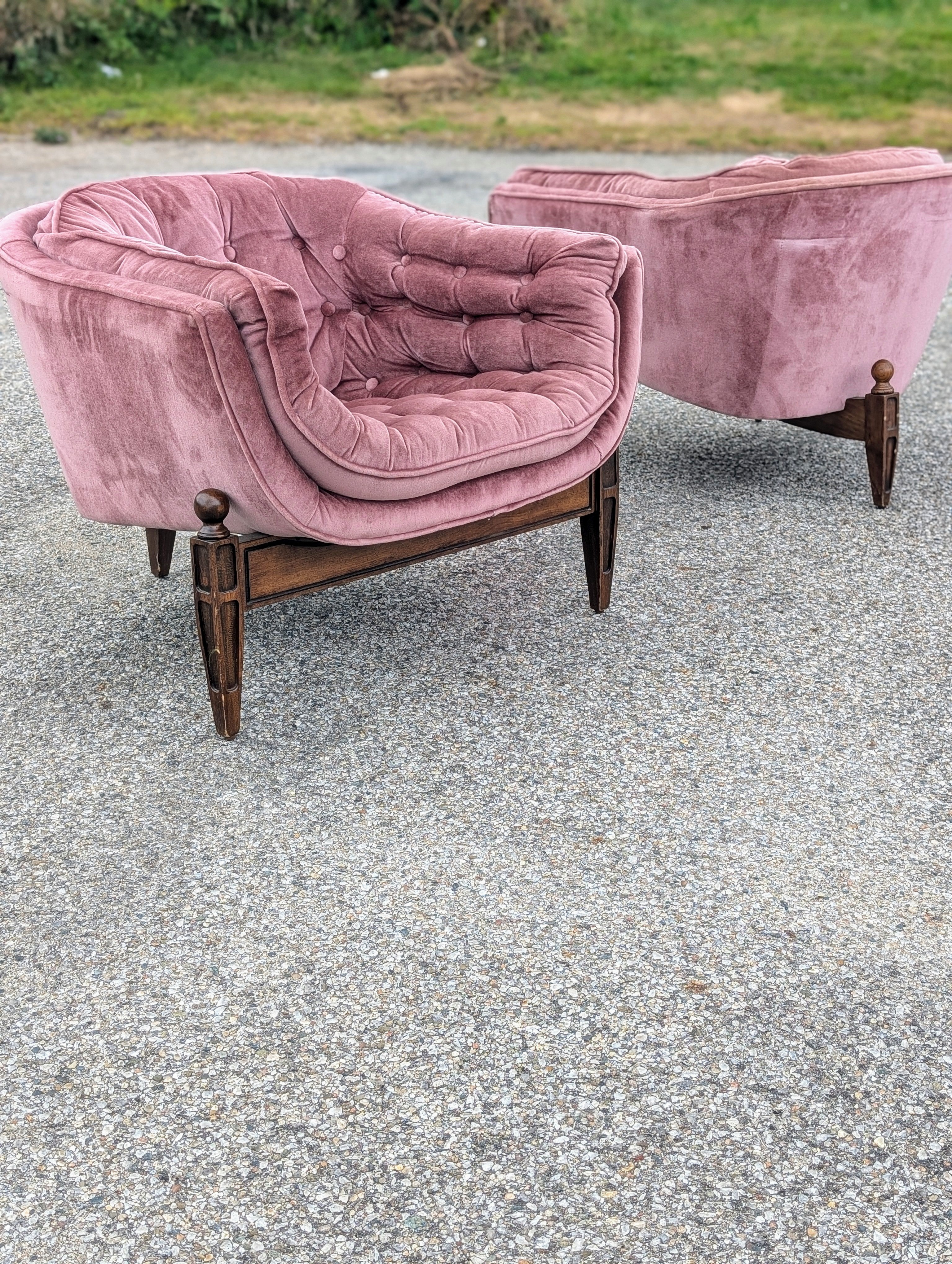 Pair of "Lady Arden" Tufted Barrel Chairs by Castro Convertibles