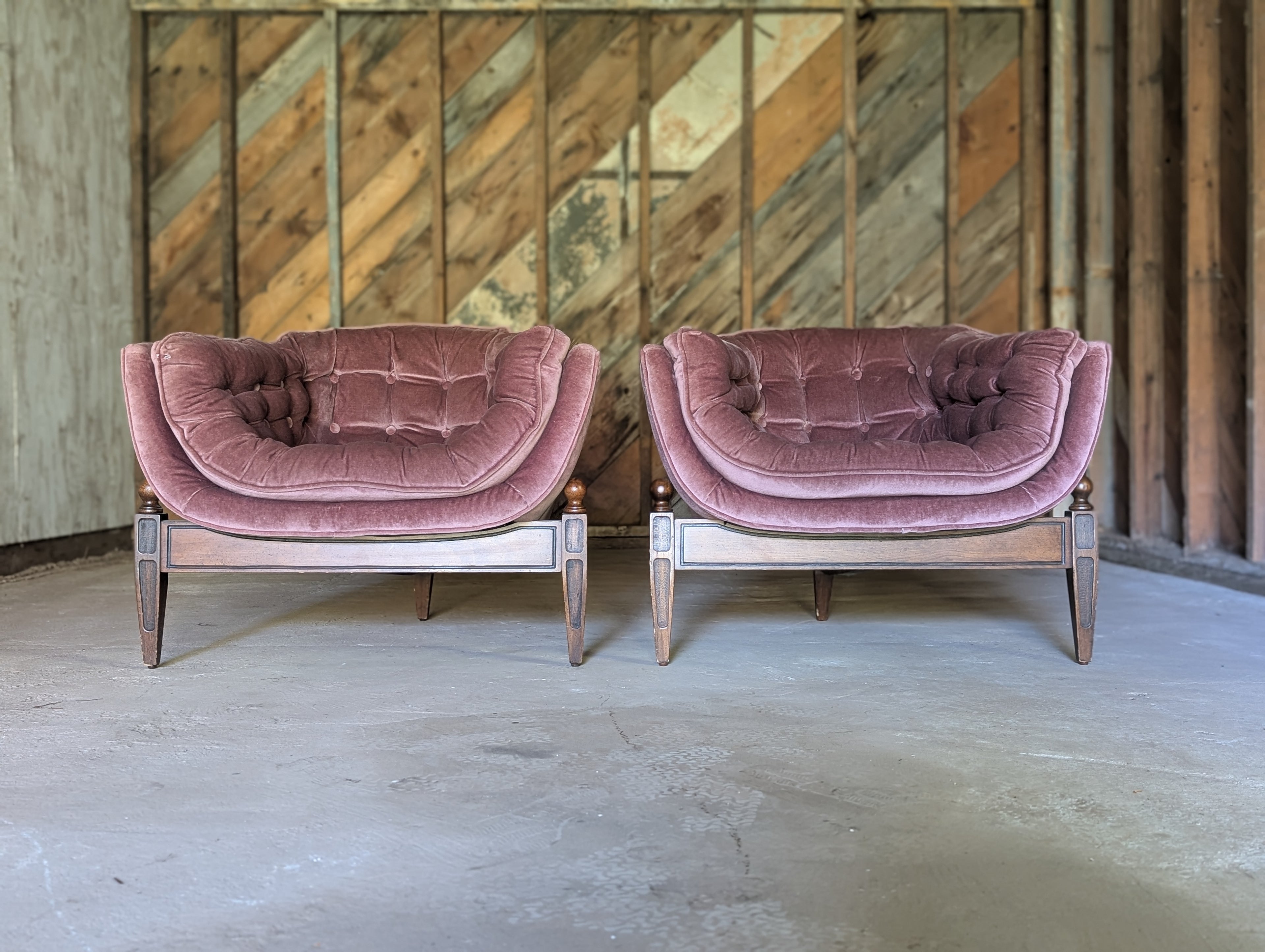 Pair of "Lady Arden" Tufted Barrel Chairs by Castro Convertibles