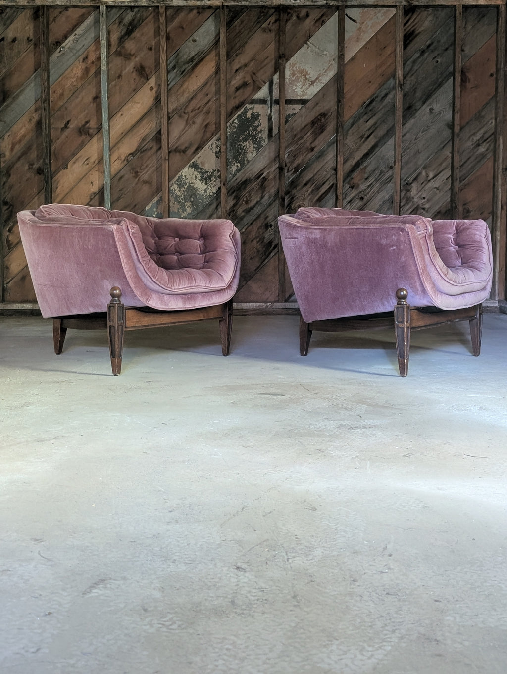 Pair of "Lady Arden" Tufted Barrel Chairs by Castro Convertibles