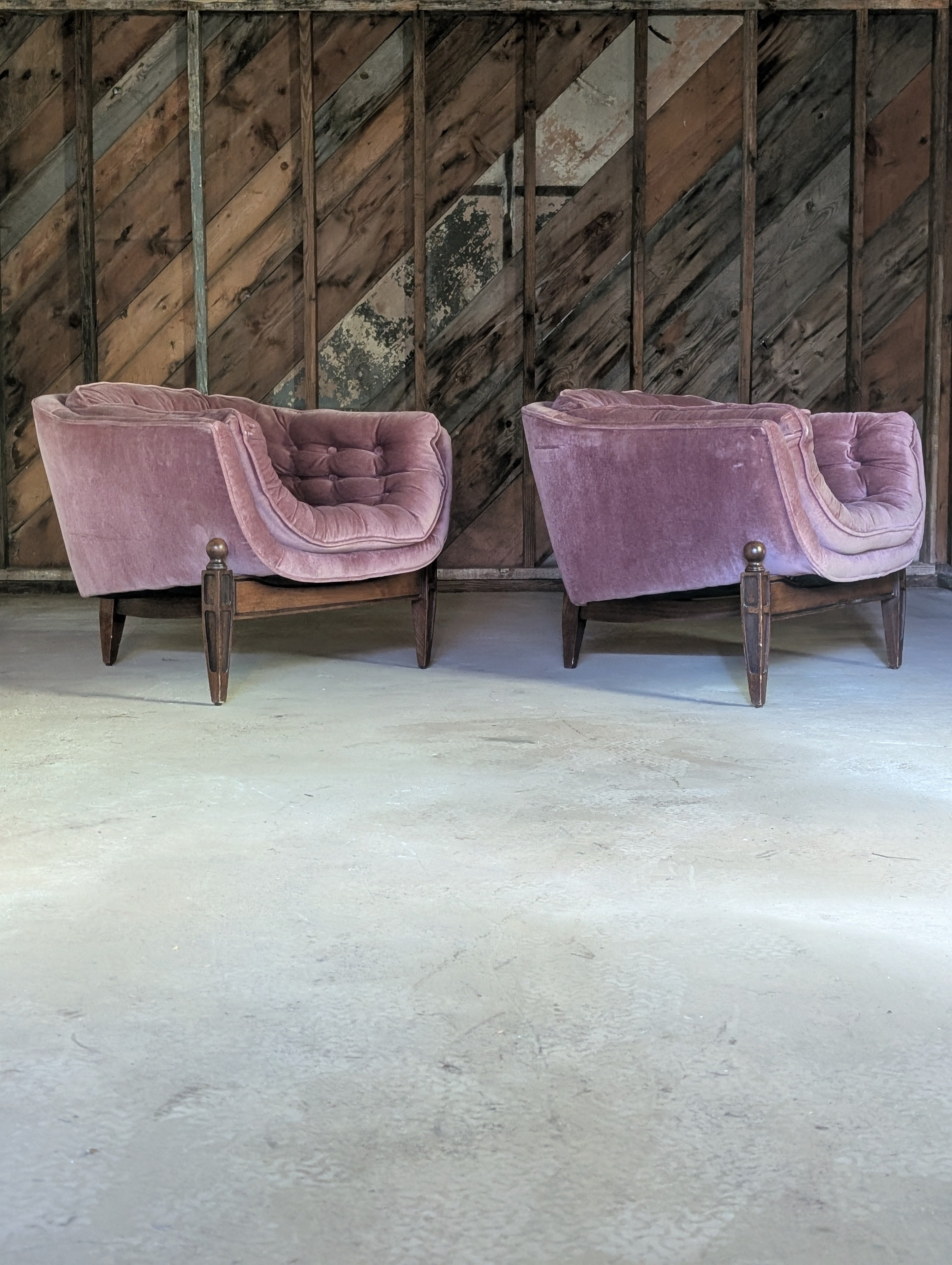 Pair of "Lady Arden" Tufted Barrel Chairs by Castro Convertibles