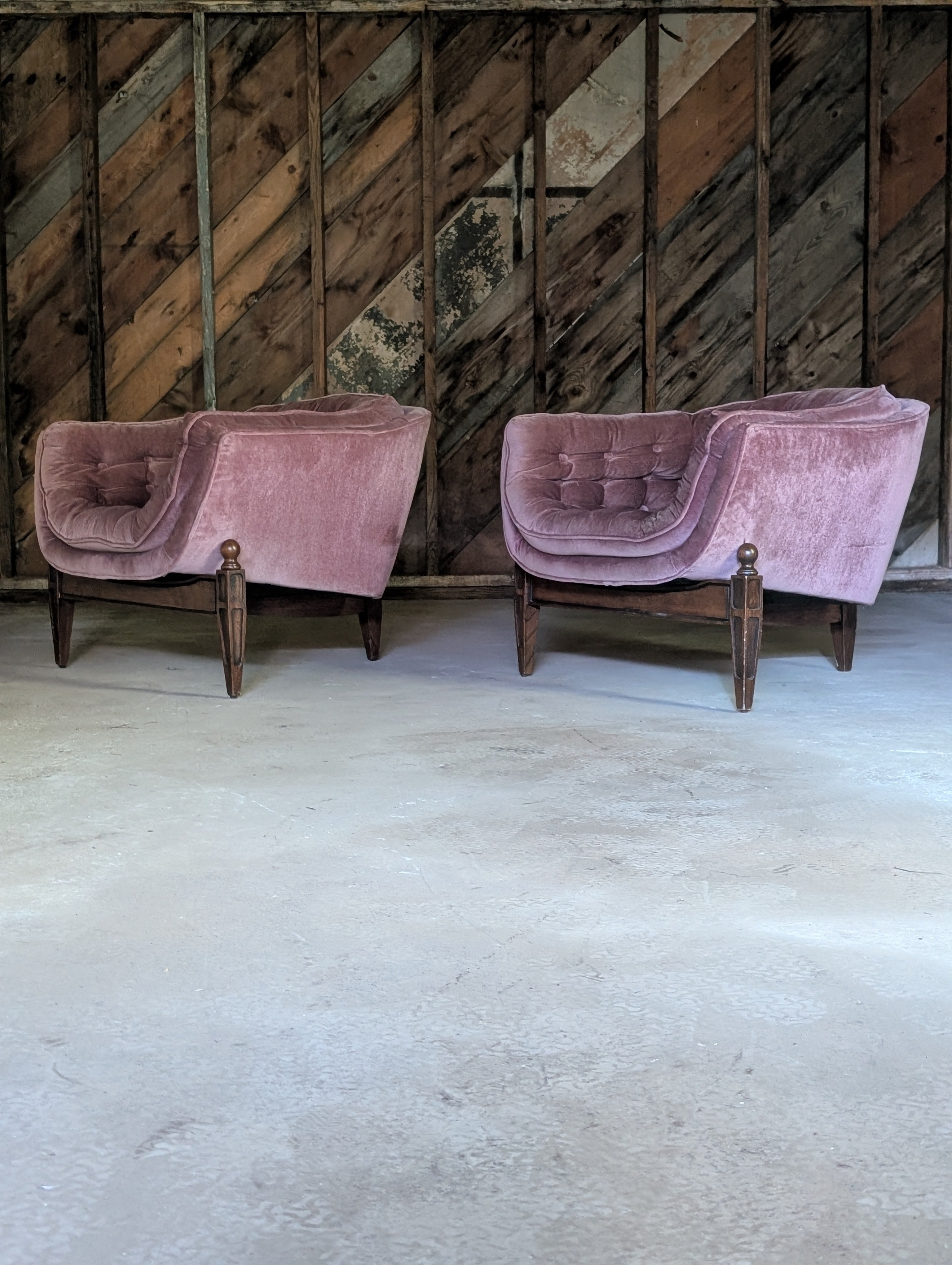 Pair of "Lady Arden" Tufted Barrel Chairs by Castro Convertibles