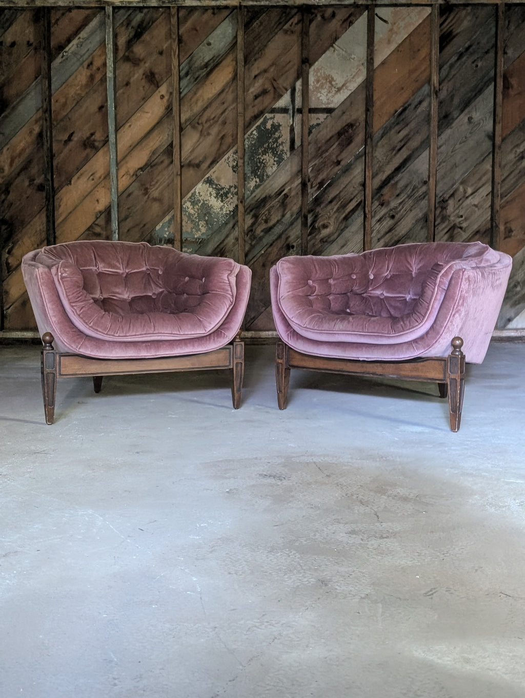 Pair of "Lady Arden" Tufted Barrel Chairs by Castro Convertibles