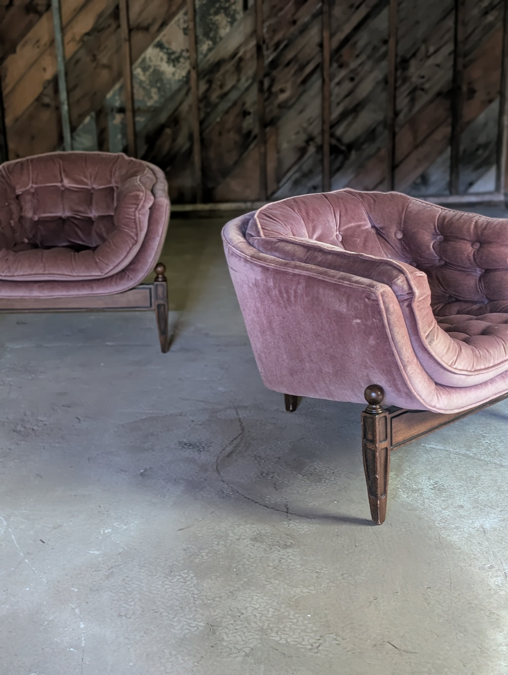 Pair of "Lady Arden" Tufted Barrel Chairs by Castro Convertibles