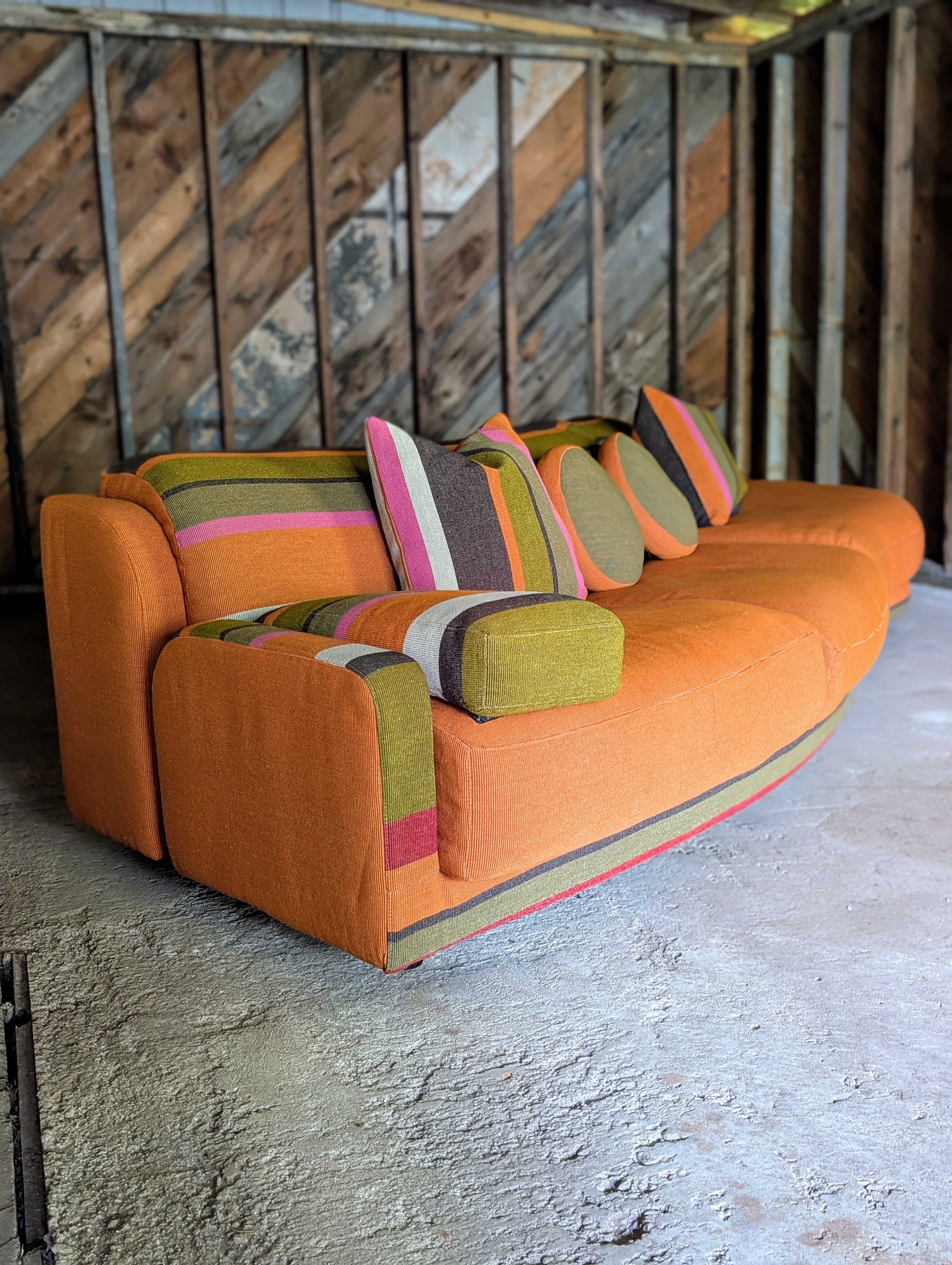 Vladimir Kagan for Preview 2-piece Sectional Sofa in Missoni Home Striped Fabric, circa 1980's