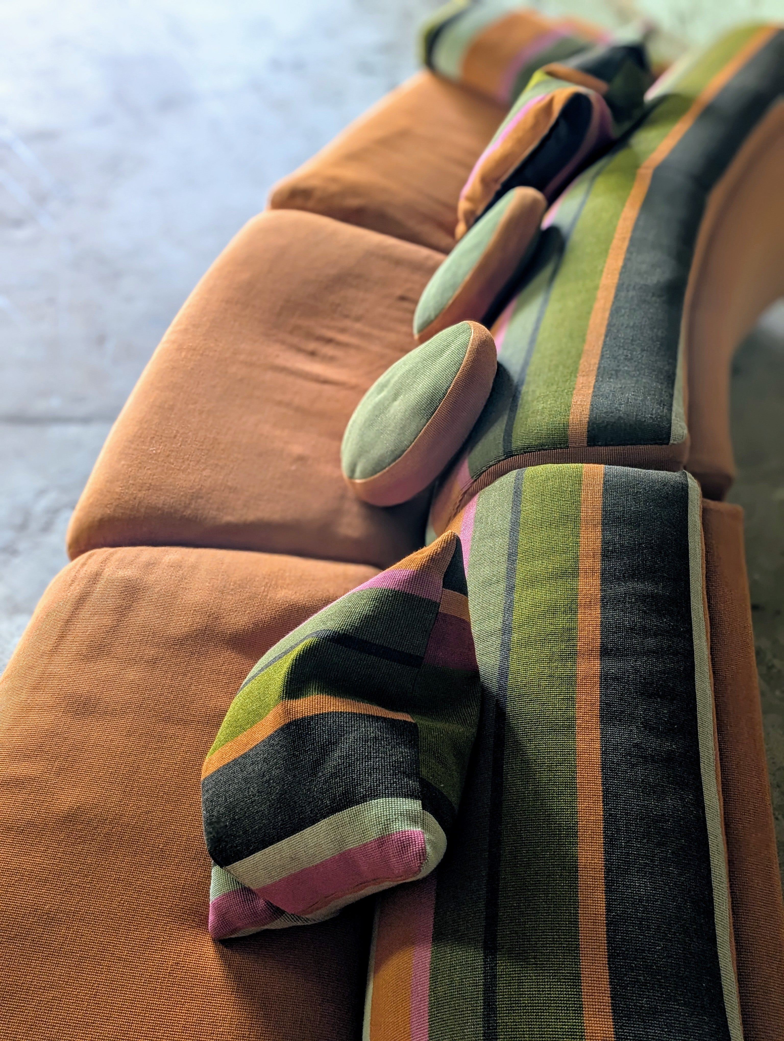 Vladimir Kagan for Preview 2-piece Sectional Sofa in Missoni Home Striped Fabric, circa 1980's