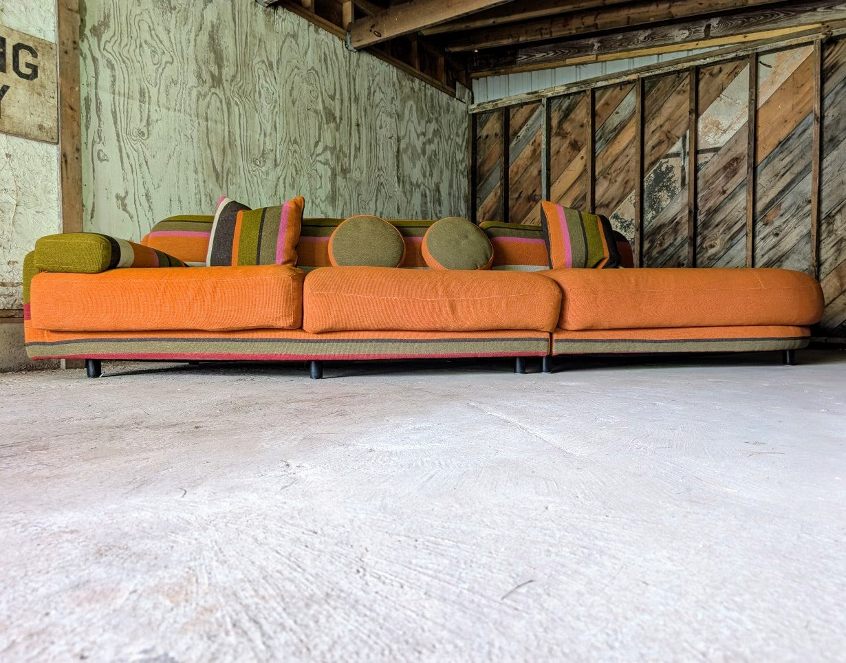 Vladimir Kagan for Preview 2-piece Sectional Sofa in Missoni Home Striped Fabric, circa 1980's