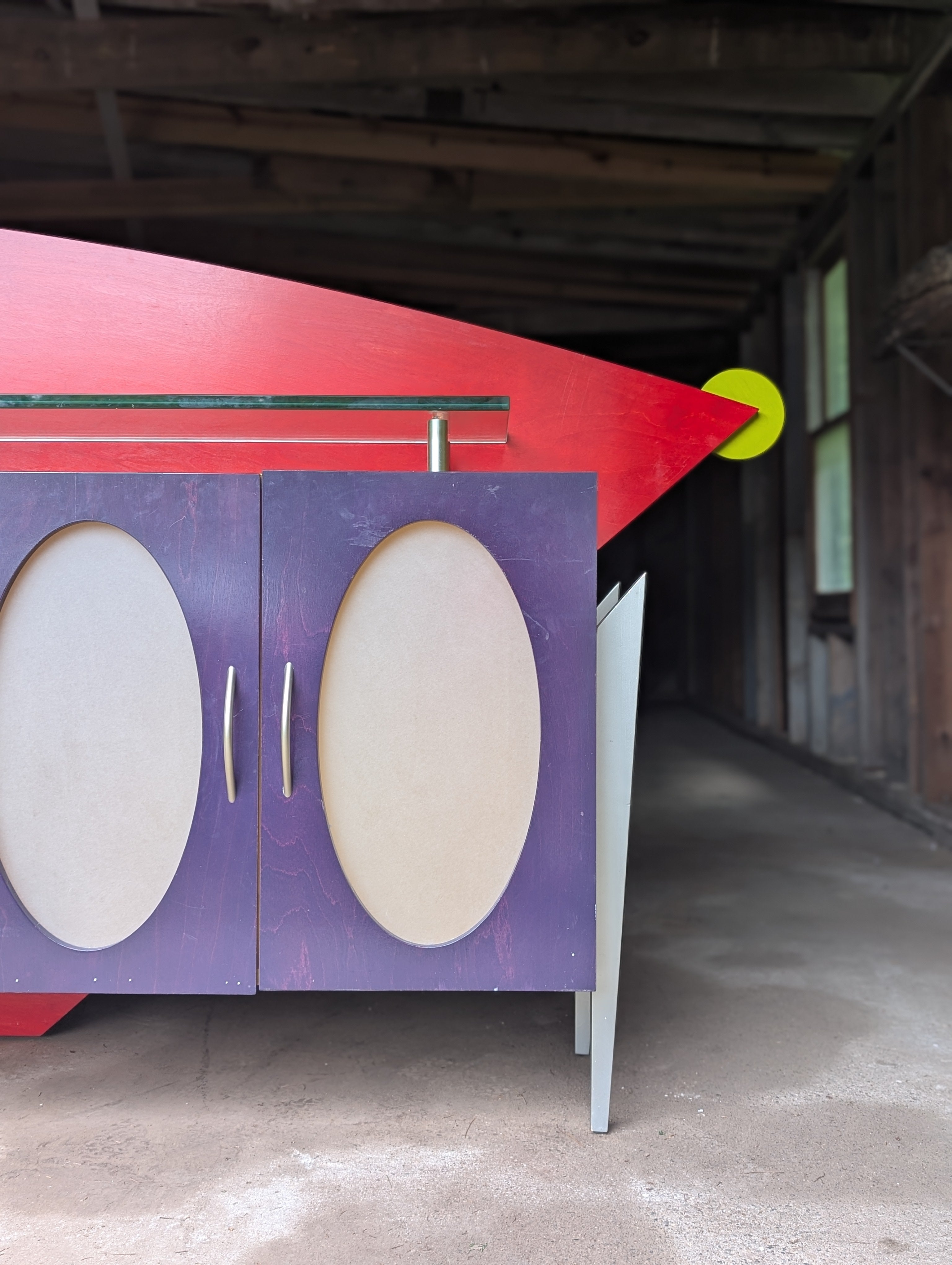 90s Memphis Style Console Table Storage Cabinet