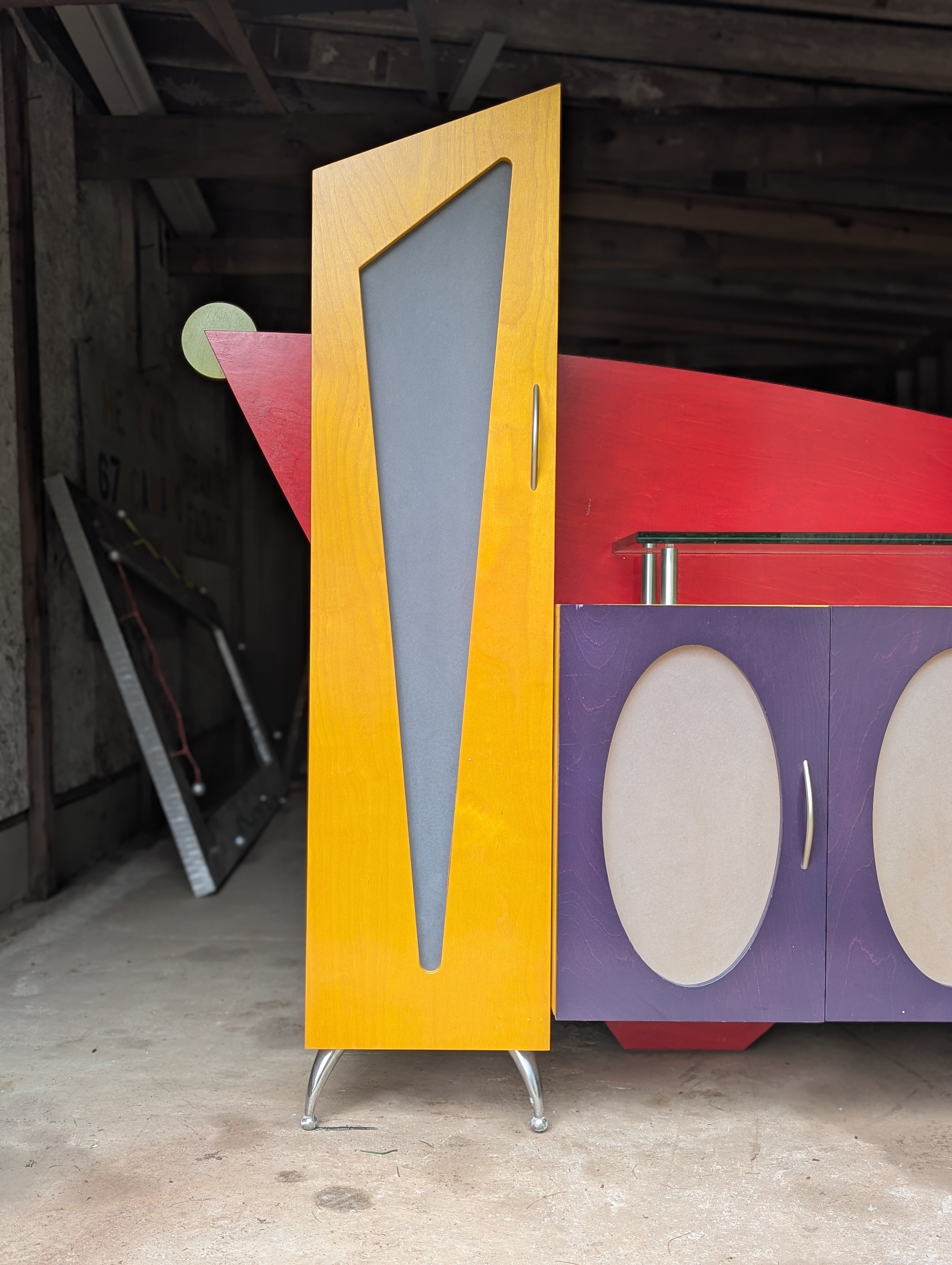 90s Memphis Style Console Table Storage Cabinet