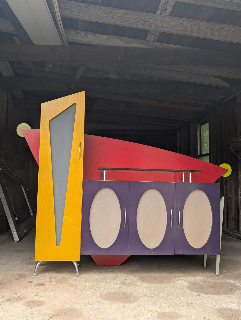 90s Memphis Style Console Table Storage Cabinet