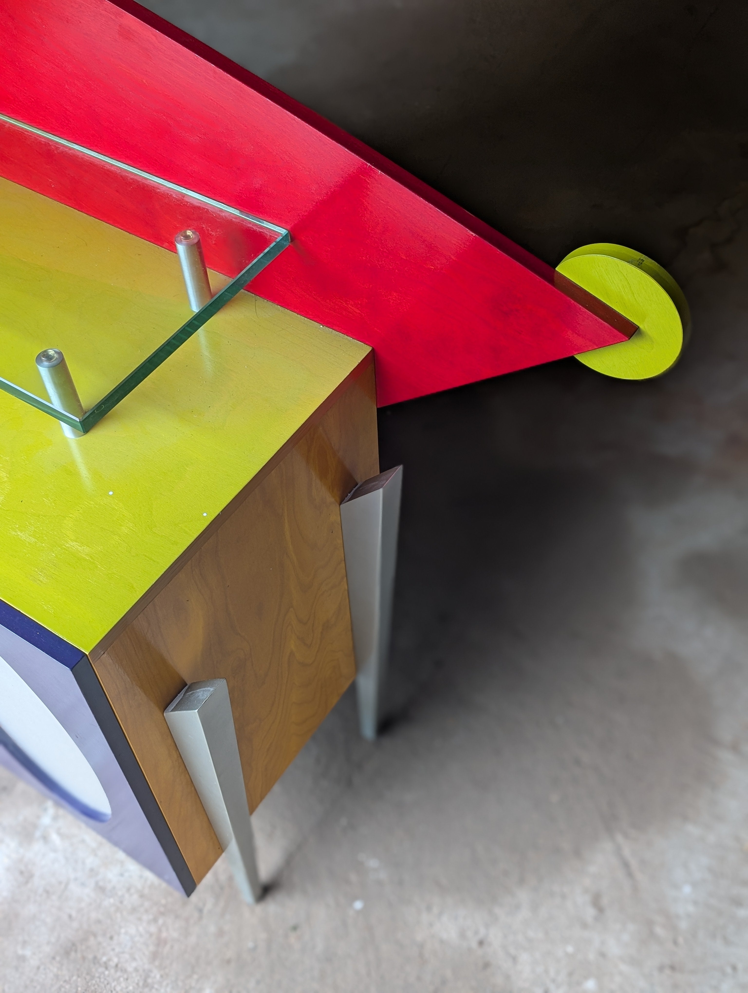 90s Memphis Style Console Table Storage Cabinet