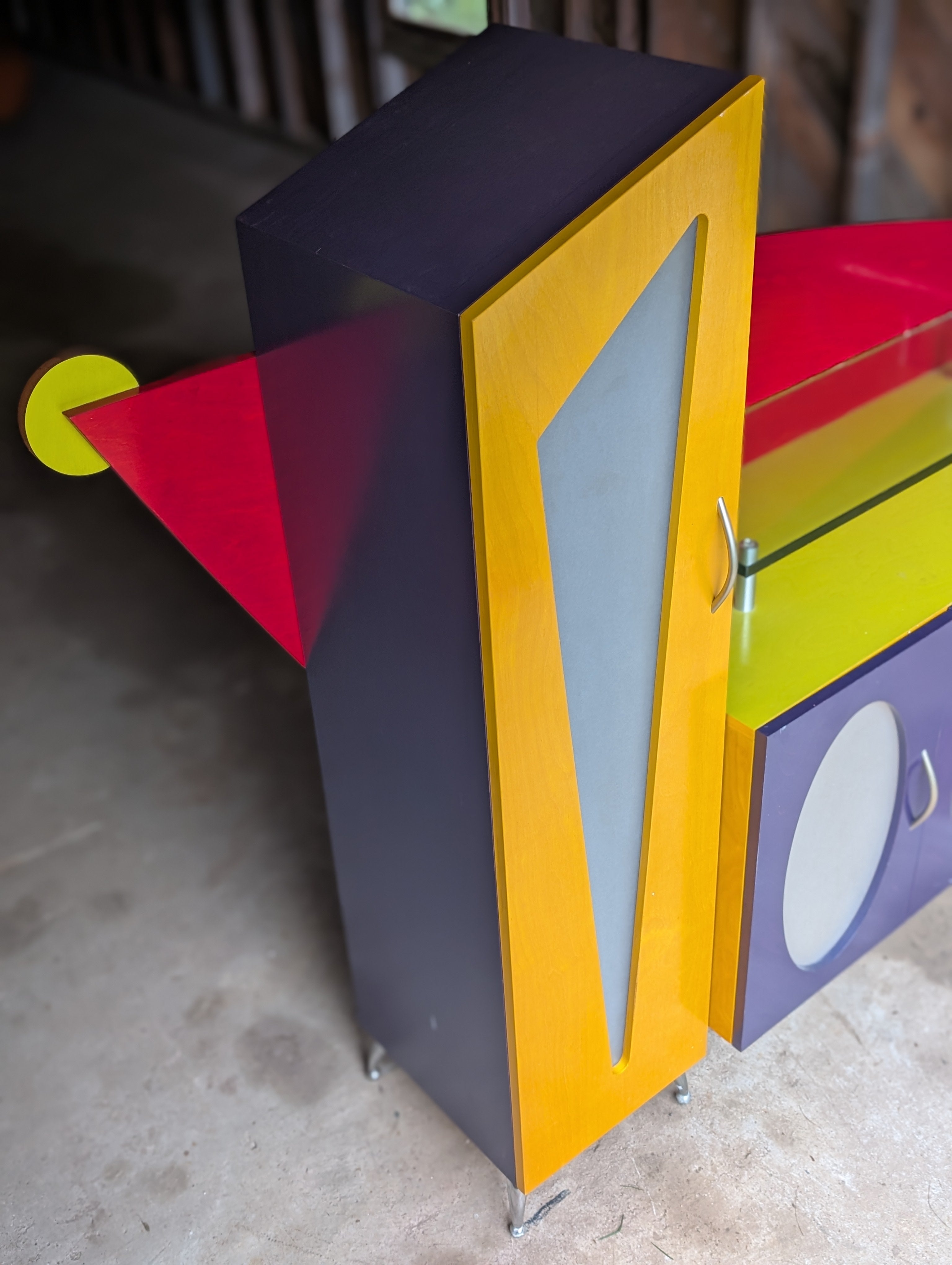 90s Memphis Style Console Table Storage Cabinet