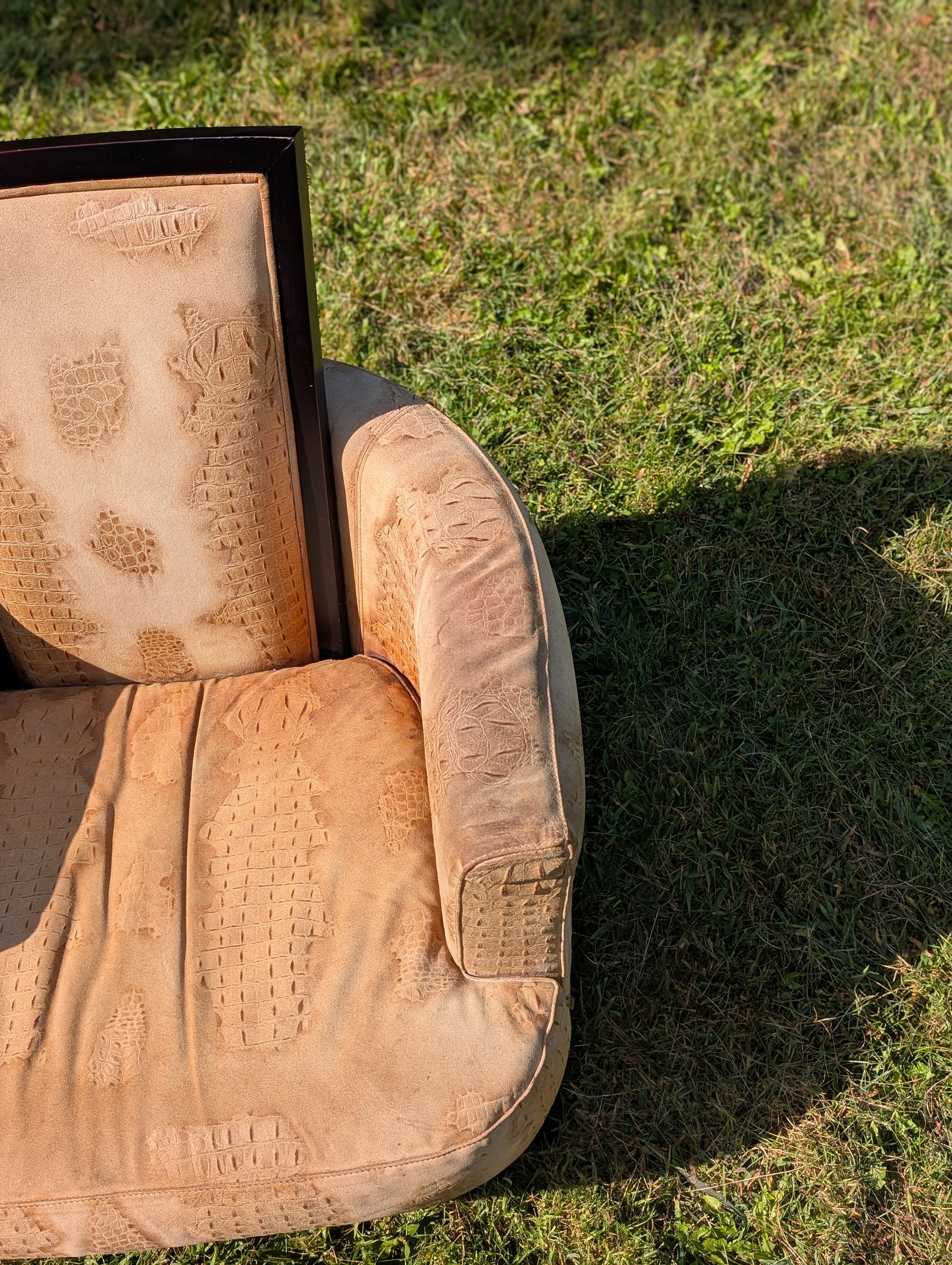 Stone International Embossed Suede Alligator Ribbon Chairs