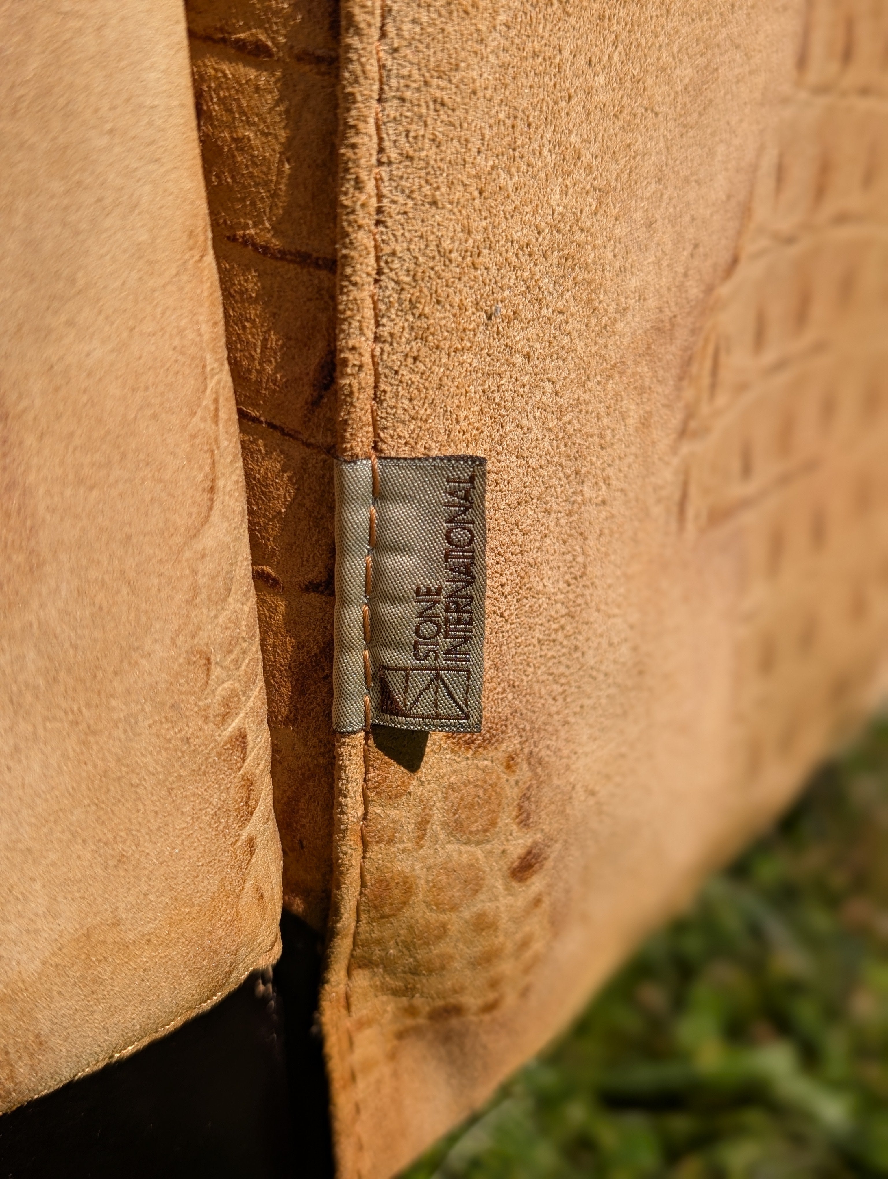 Stone International Embossed Suede Alligator Ribbon Chairs