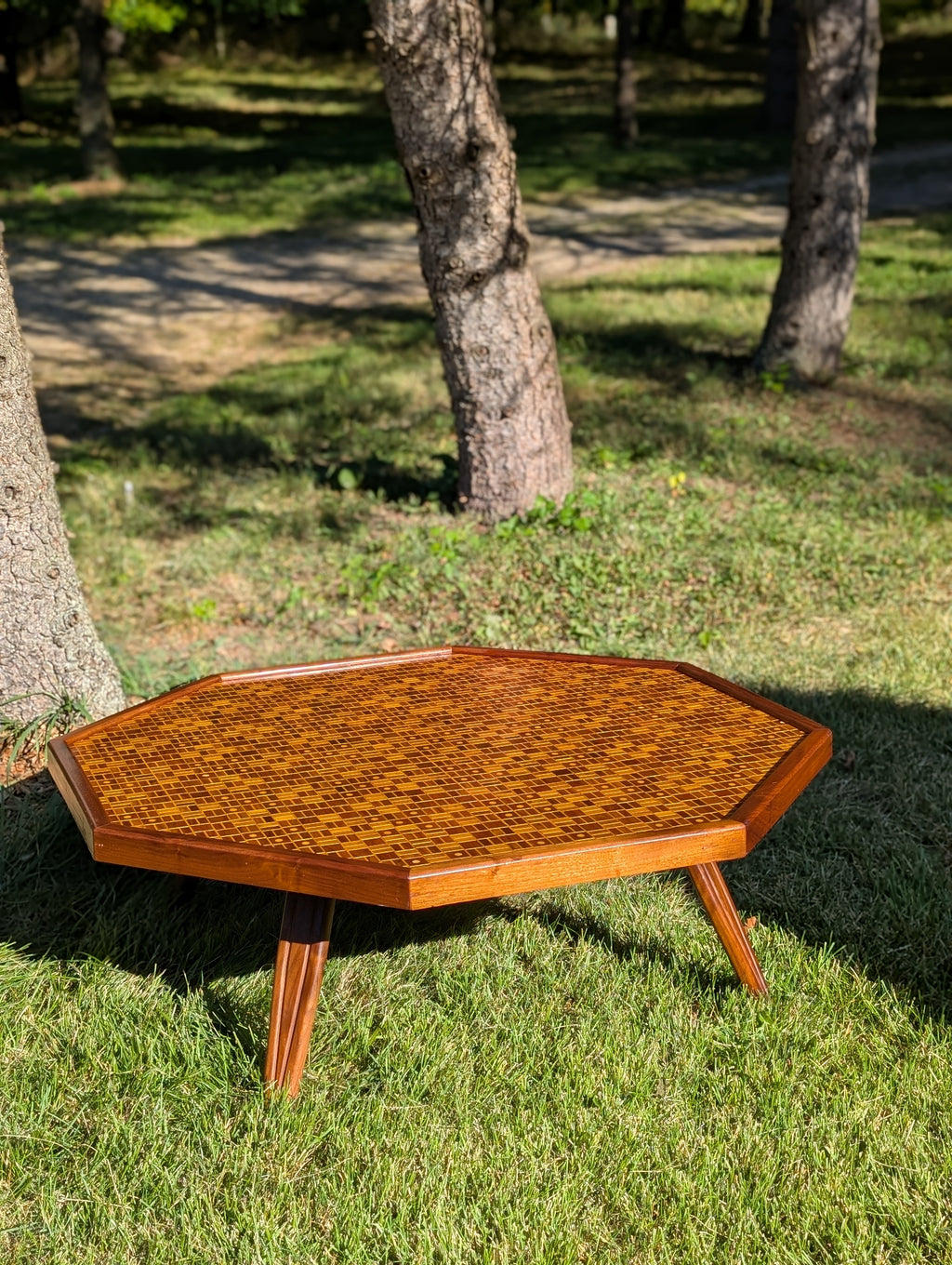 Handmade Solid Walnut and Maple Coffee Table, Circa 1982