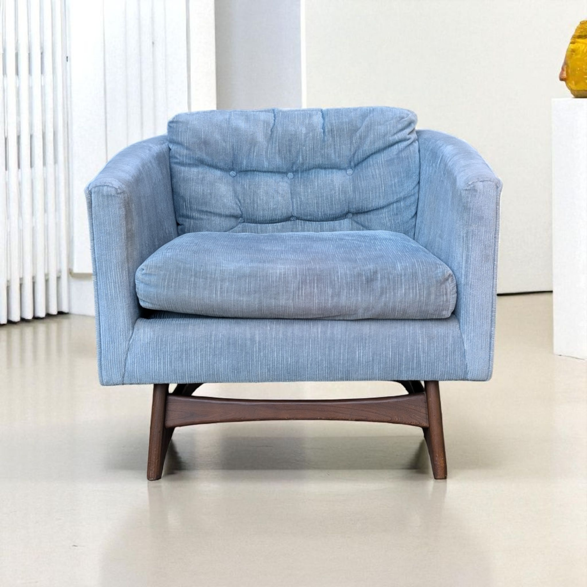 Schweiger Velvet & Sculpted Walnut Lounge Chair