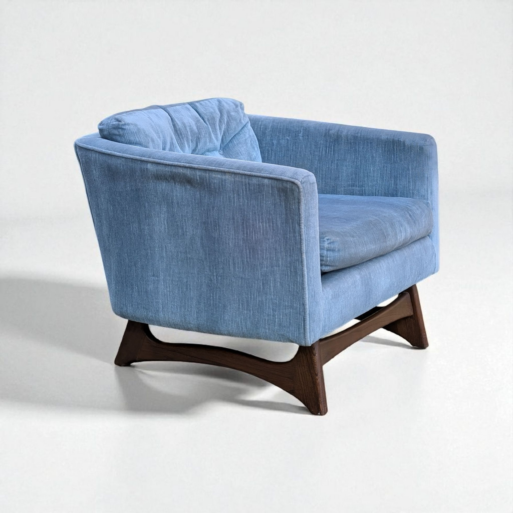 Schweiger Velvet & Sculpted Walnut Lounge Chair